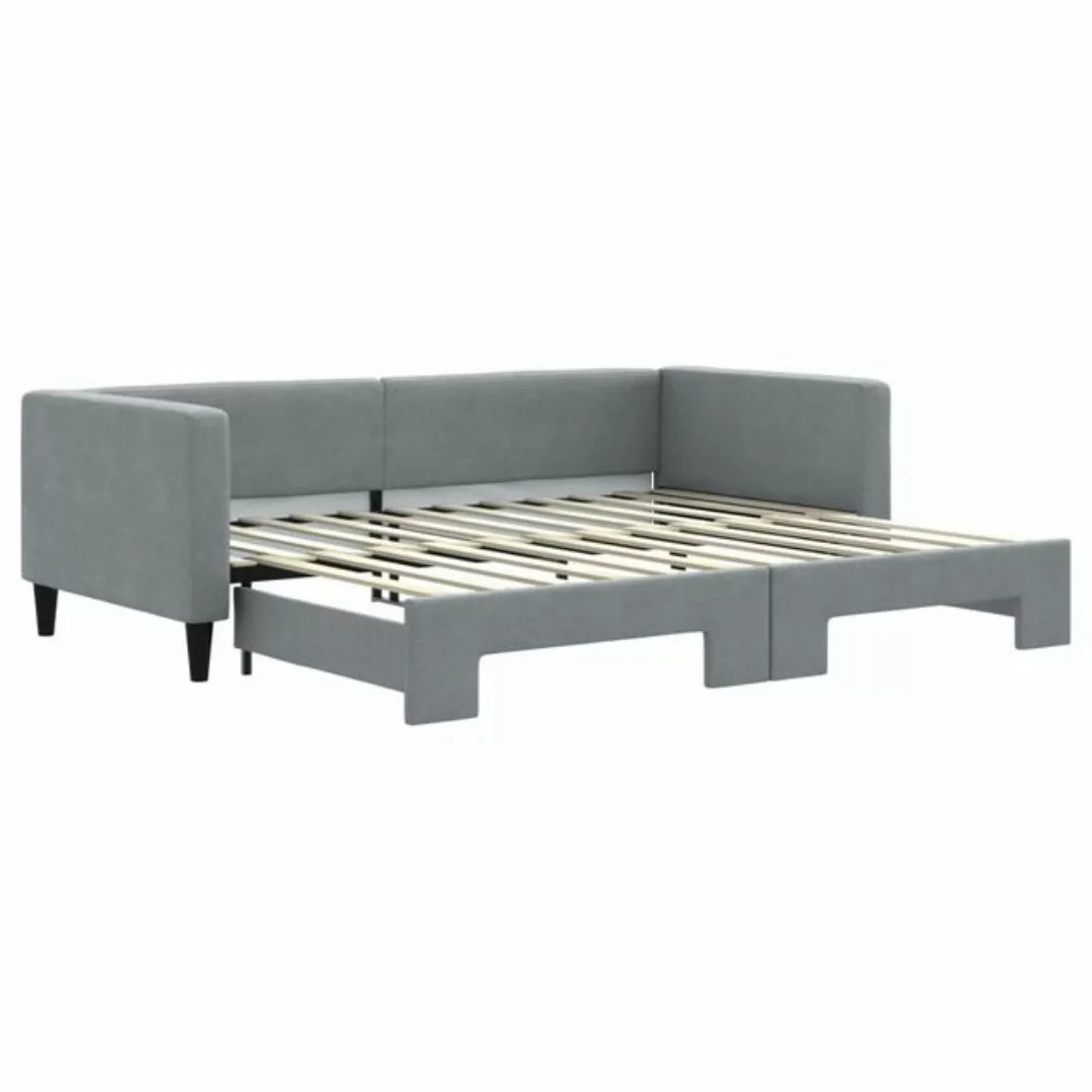 furnicato Bett Tagesbett Ausziehbar Hellgrau 90x200 cm Stoff (1-tlg) günstig online kaufen