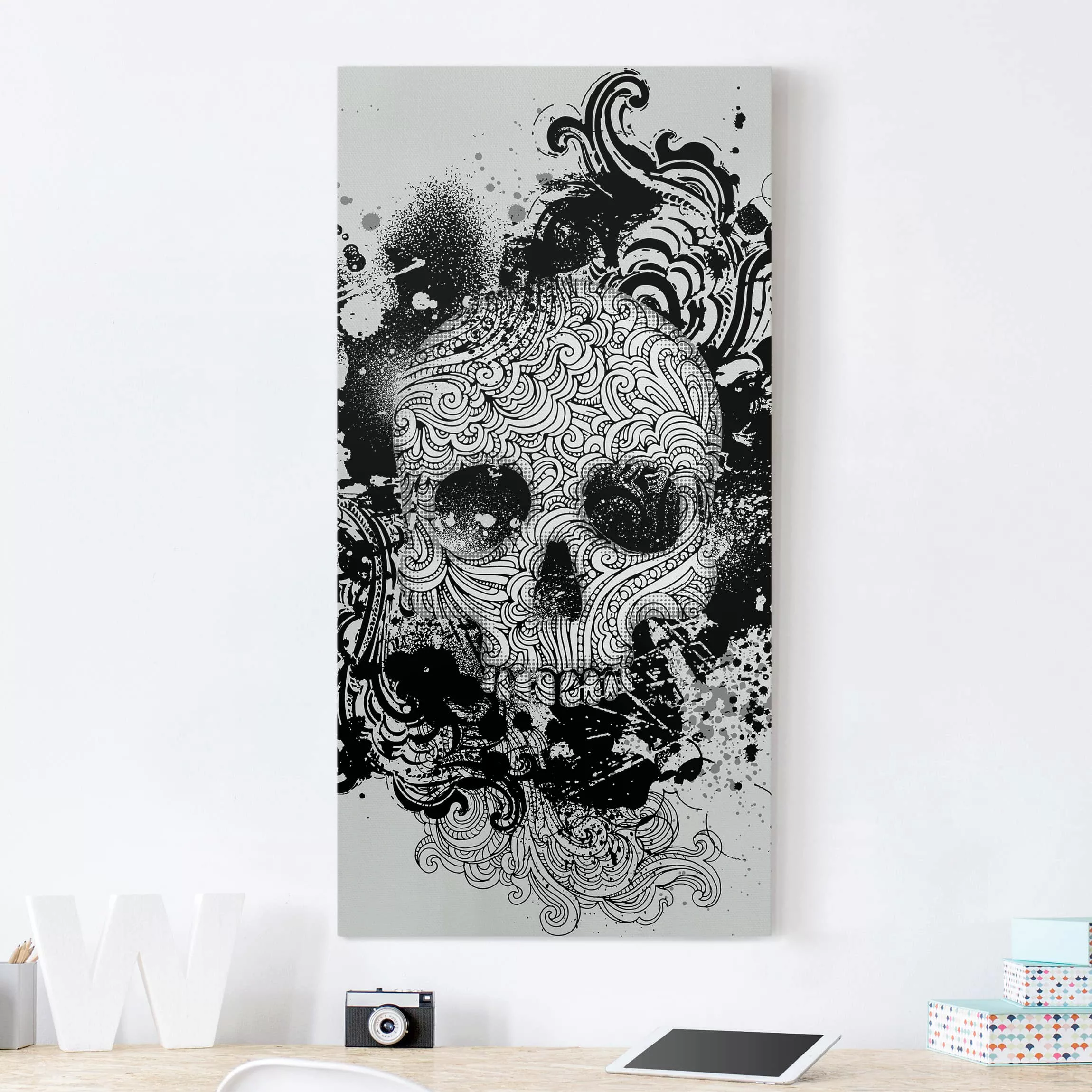 Leinwandbild Kunstdruck - Hochformat Skull günstig online kaufen
