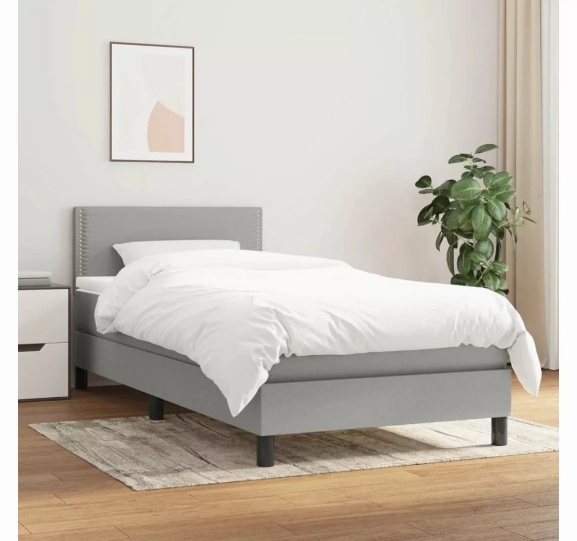 furnicato Bett Boxspringbett mit Matratze Hellgrau 90x190 cm Stoff günstig online kaufen