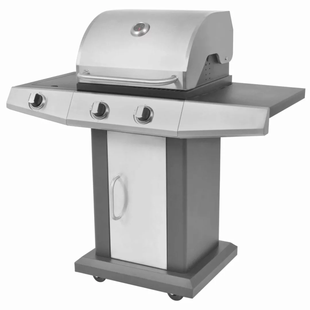 Gasgrill Bbq Grill 2 + 1 Brenner Schwarz Und Silbern günstig online kaufen