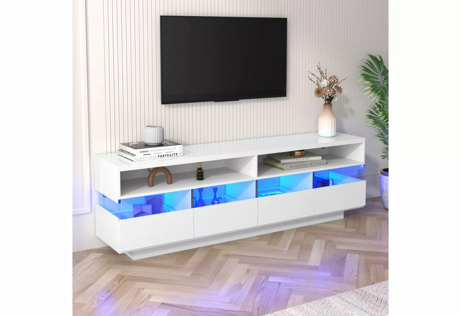 DOPWii TV-Schrank Hochglanz-TV-Schranktisch, lowboard mit LED-Beleuchtung günstig online kaufen