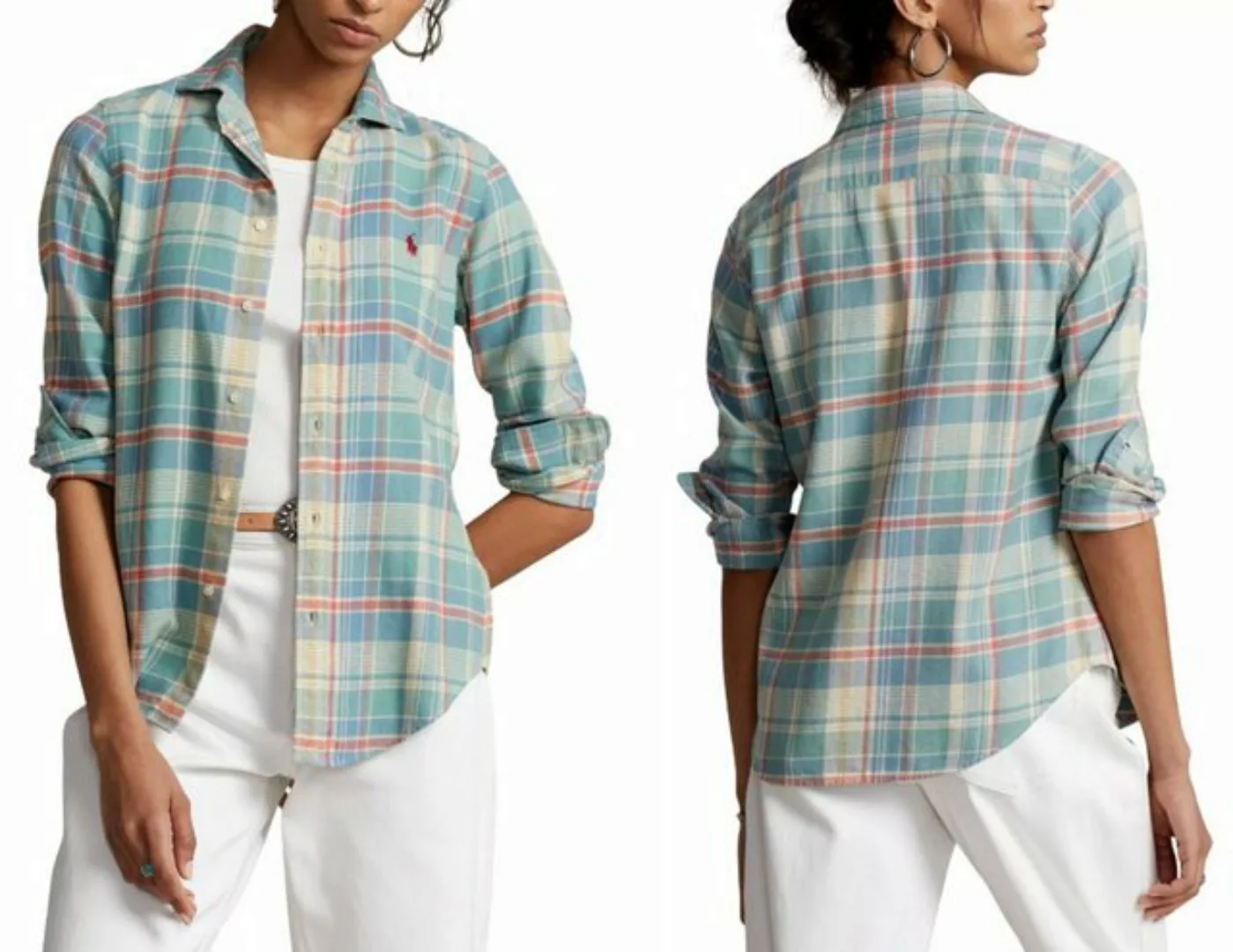 Ralph Lauren T-Shirt POLO RALPH LAUREN GEORGIA Cotton Twill Check Shirt Hem günstig online kaufen