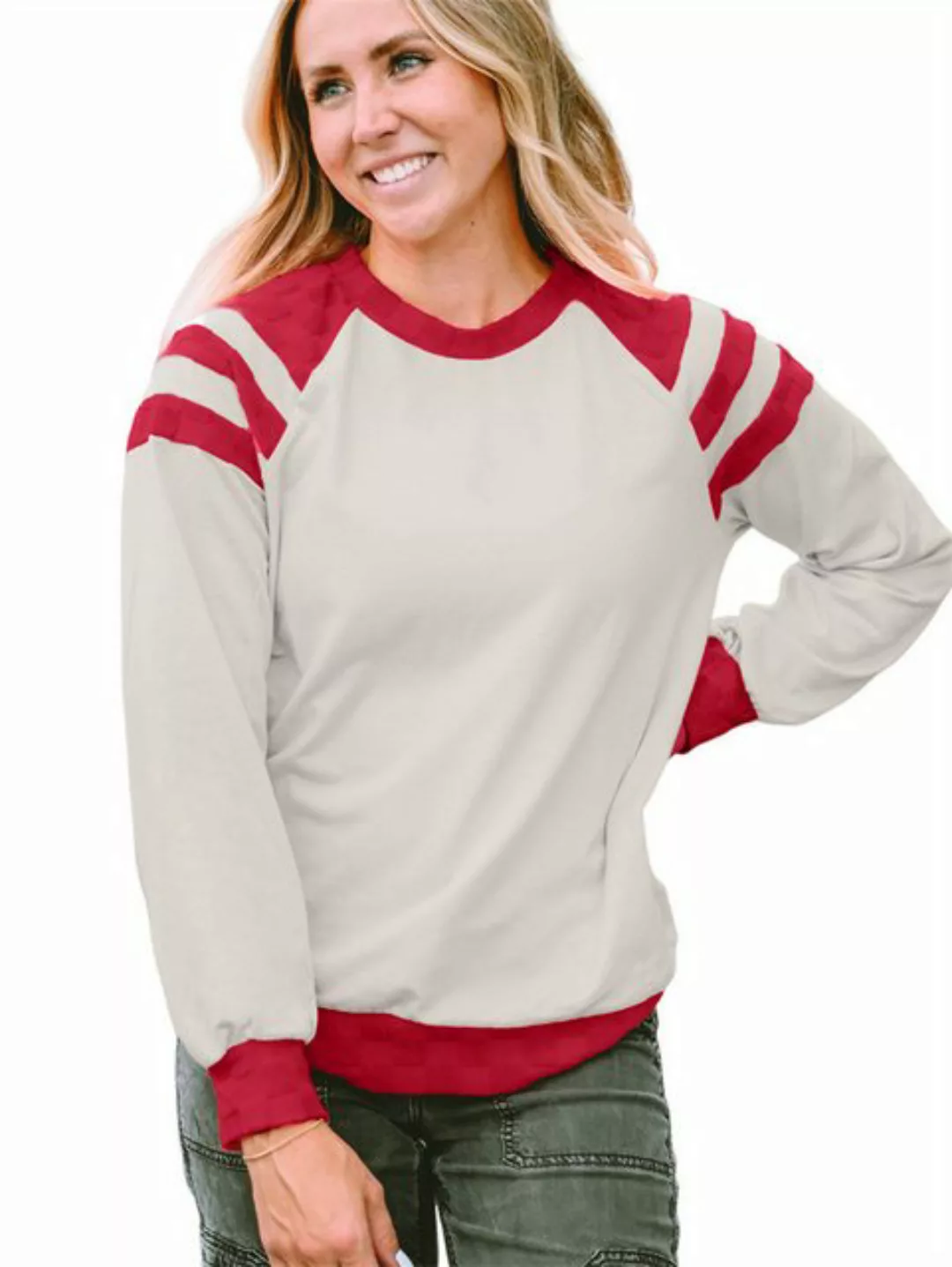 RUZU UG Sweatshirt Damen Pullover Langarmshirt Elegant Gemütlich Freizeitob günstig online kaufen