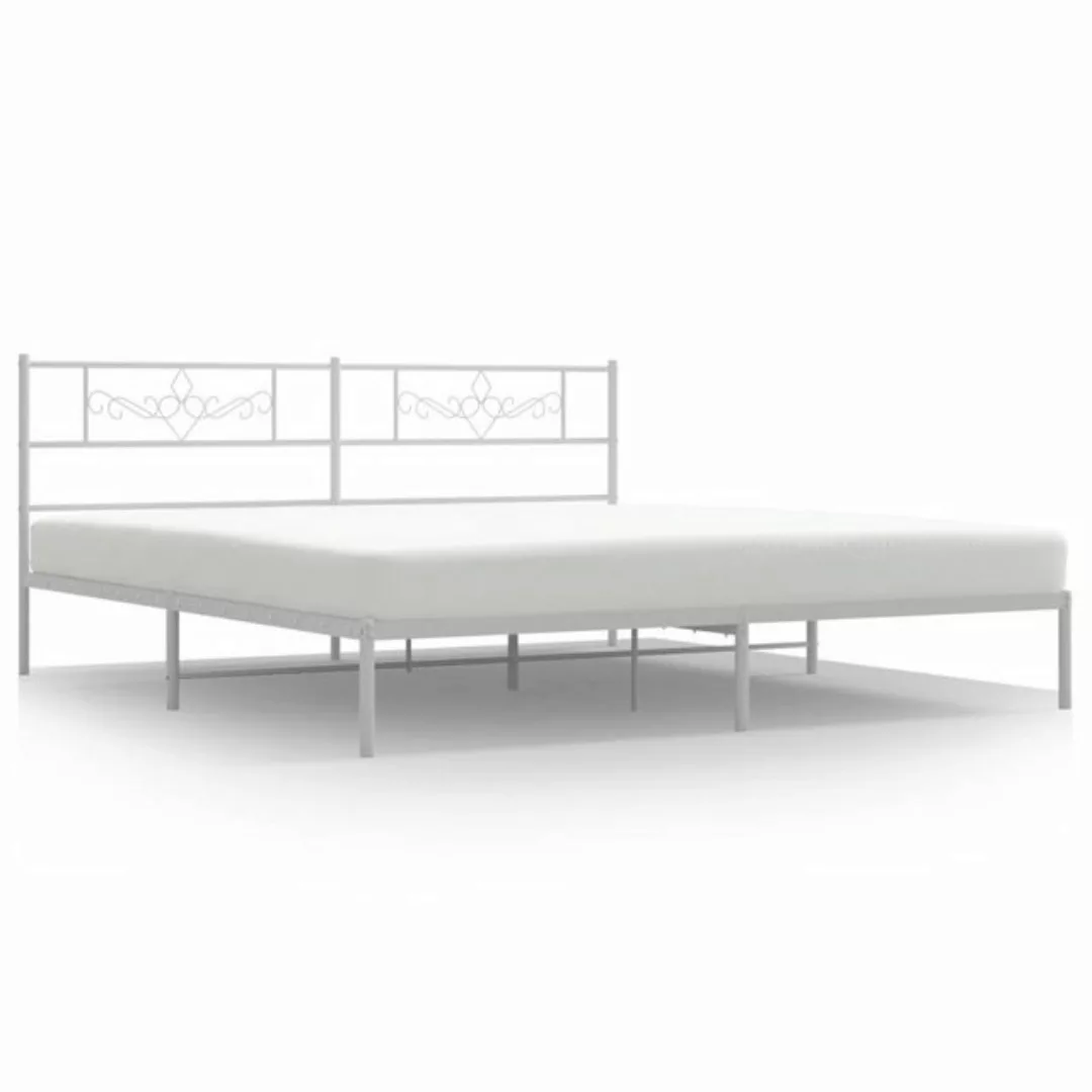 furnicato Bett Bettgestell mit Kopfteil Metall Weiß 180x200 cm günstig online kaufen