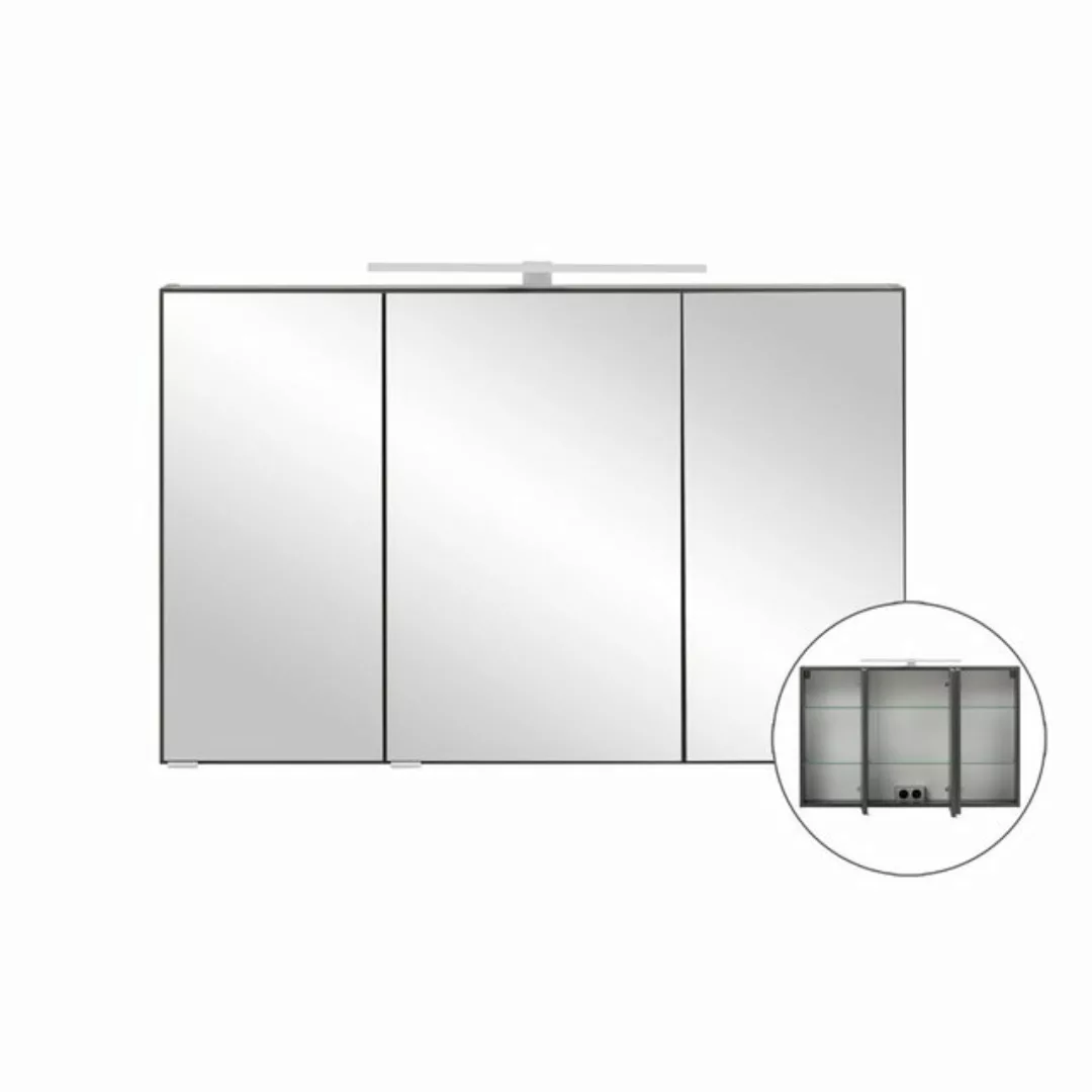 Lomadox 3D-Spiegelschrank Badezimmer 100 cm breit VIDAGO-03 in graphit mit günstig online kaufen
