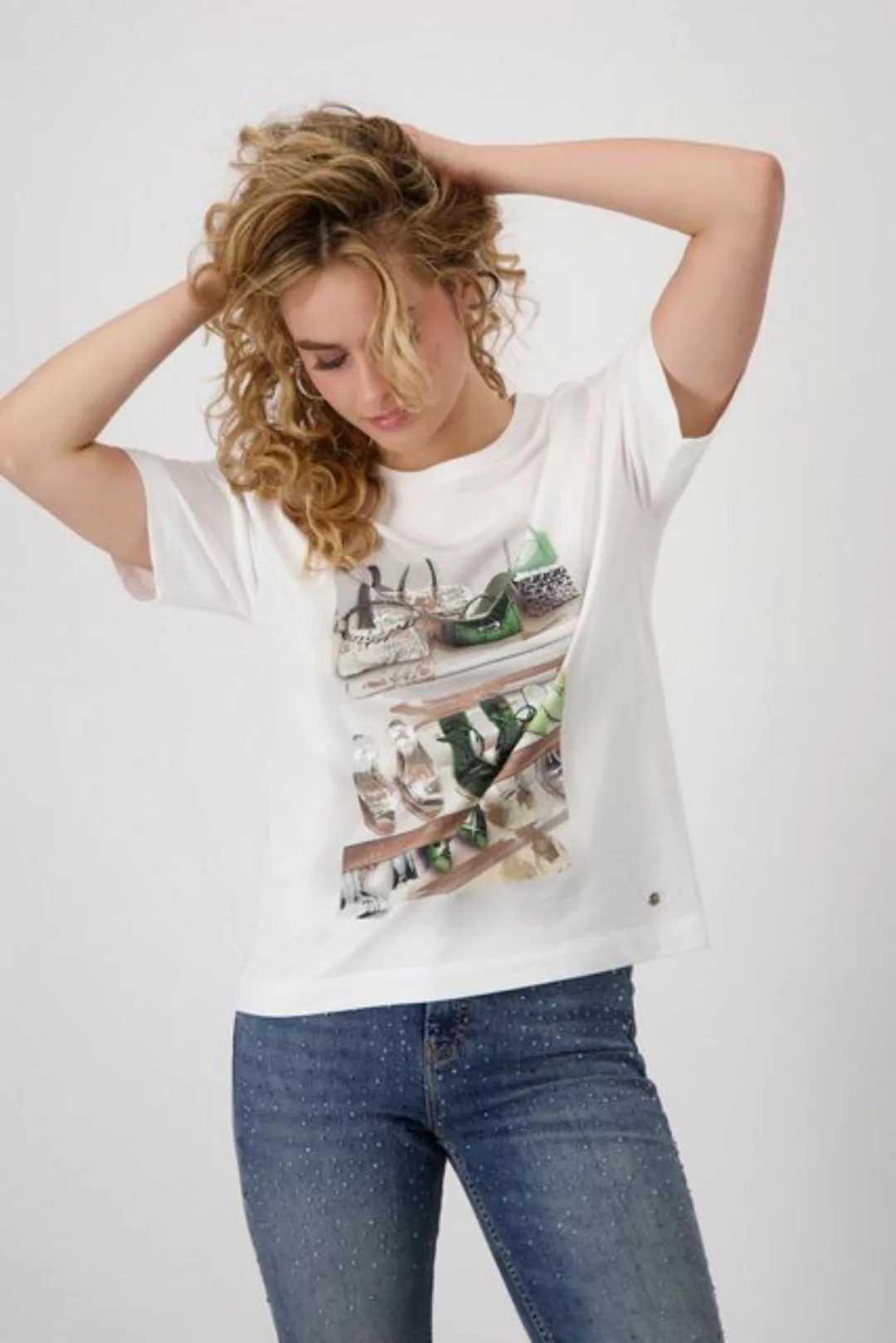 Monari T-Shirt Shirt Schuhe + Schmuck mit Strasssteinen günstig online kaufen