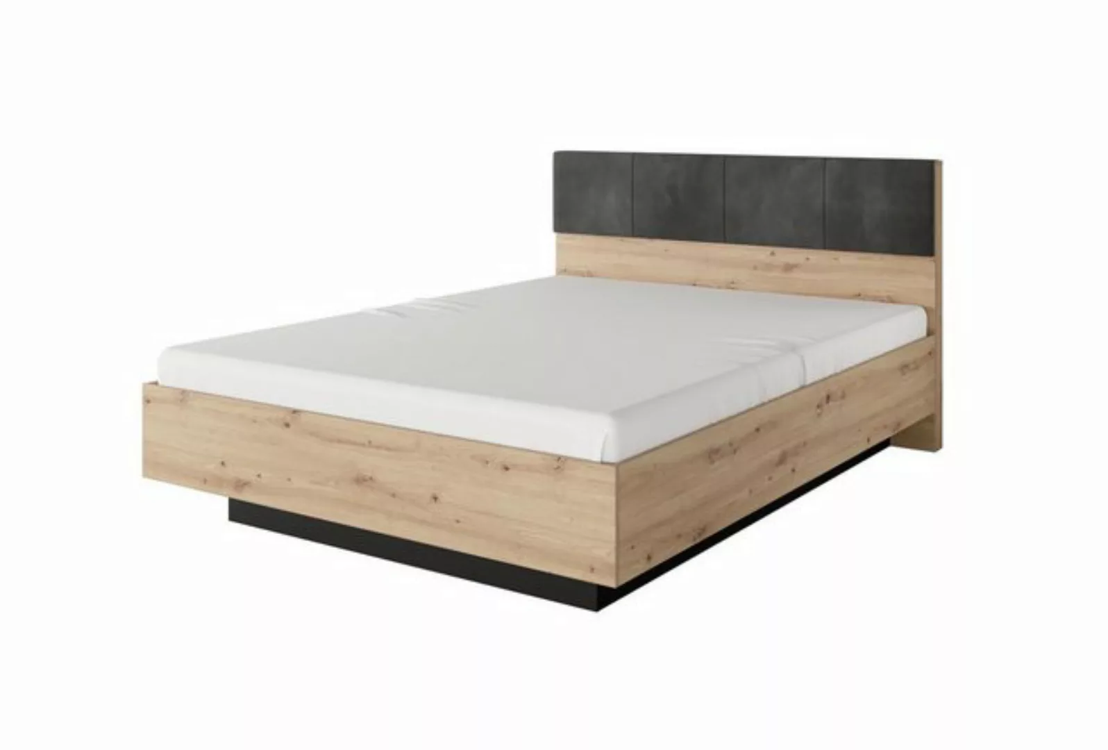 Compleo Bett mit Nachttischen. Modern Schlafzimmer mit Lamellen MONS, Eiche günstig online kaufen