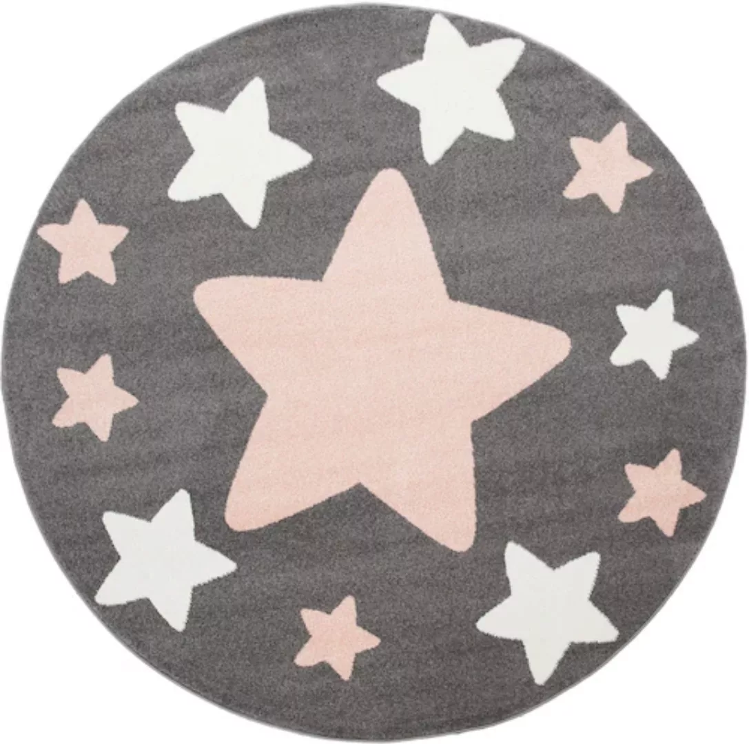 Paco Home Kinderteppich »Capri 330«, rund, Kurzflor, Motiv Sterne, Pastell- günstig online kaufen