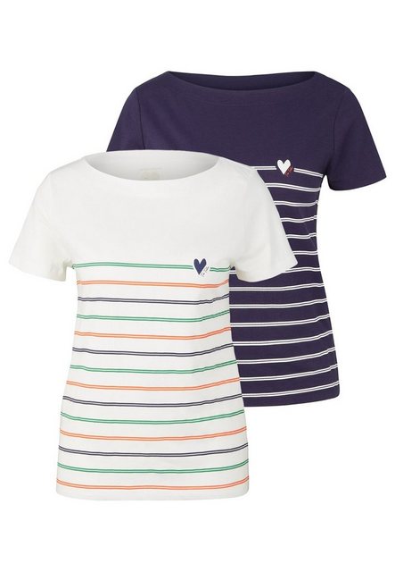 TOM TAILOR T-Shirt Gestreiftes Herz Print T-Shirt 2-er Stück Set (2-tlg) 53 günstig online kaufen
