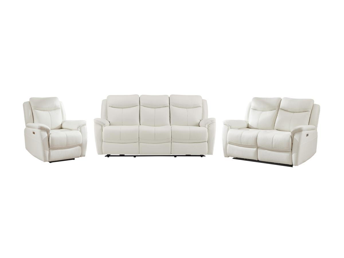 Relaxsofas 3-Sitzer, 2-Sitzer & Relaxsessel elektrisch - Rindsleder - Weiß günstig online kaufen