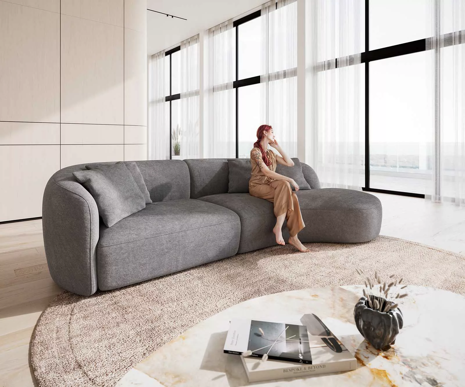 DELIFE Big-Sofa Mairi, Mikrofaser Grau 330x160 cm günstig online kaufen