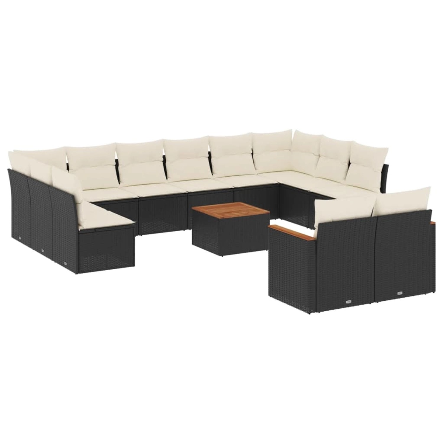 vidaXL 13-Tlg Garten-Sofagarnitur mit Kissen Schwarz Poly Rattan 3226448 günstig online kaufen