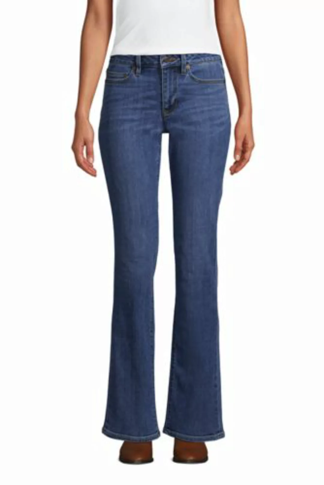 Bootcut Öko-Jeans Mid Waist in Petite-Größe, Damen, Größe: 40 28 Petite, Bl günstig online kaufen