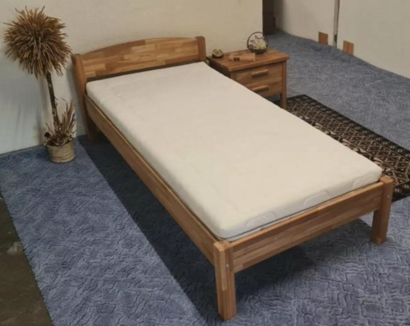 Natur24 Einzelbett Einzelbett Bett Otto Eiche Massiv geölt 90x200 cm mit Ho günstig online kaufen