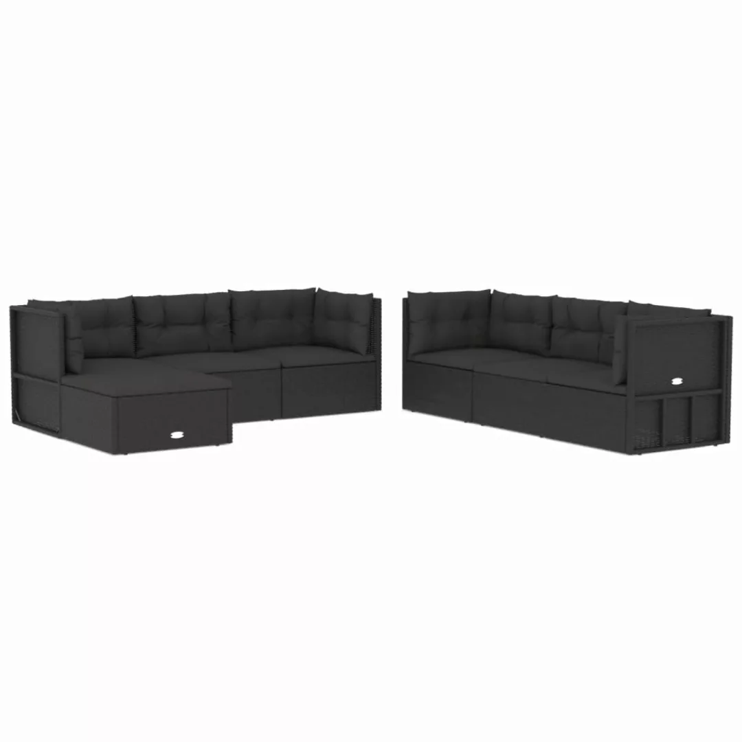 Vidaxl 7-tlg. Garten-lounge-set Mit Kissen Schwarz Poly Rattan günstig online kaufen