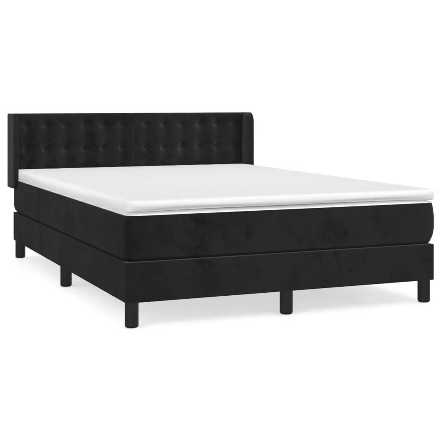 vidaXL Boxspringbett mit Matratze Schwarz 140x200 cm Samt1467351 günstig online kaufen