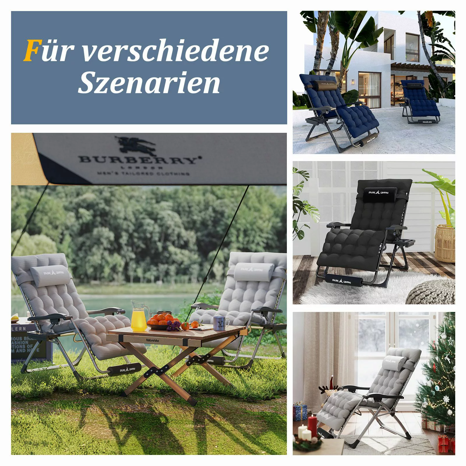 UDPATIO Gartenliege Klappbare Sonnenliege Liegestuhl, Mit günstig online kaufen