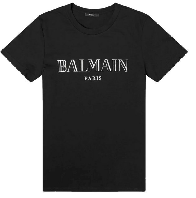 Balmain Paris T-Shirt T-Shirt LogoCotton Designer Shirt Tee Top Straight Fi günstig online kaufen