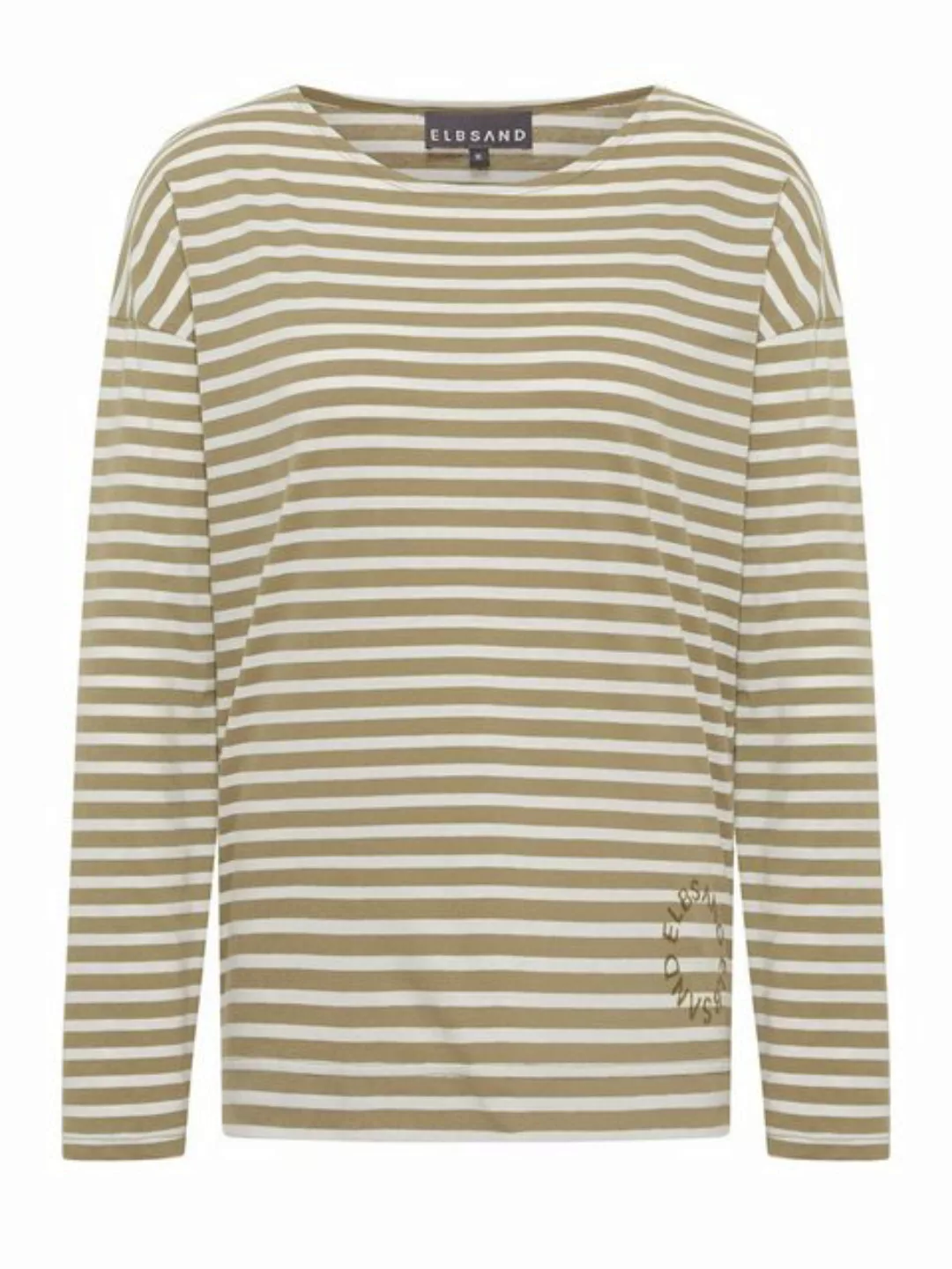 Elbsand Rundhalsshirt Longsleeve Tooske Stripe Golden Olive Cloud White günstig online kaufen