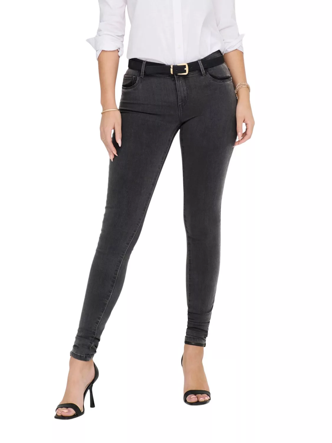 Only Damen Jeans onlRAIN REG SKINNY JEANS CRY6060 - Skinny Fit - Schwarz - günstig online kaufen