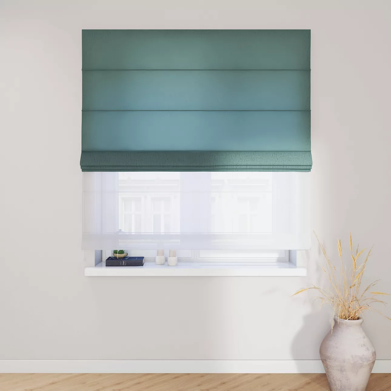 Dekoria Doppelraffrollo Duo, grau-blau, 120 x 170 cm günstig online kaufen