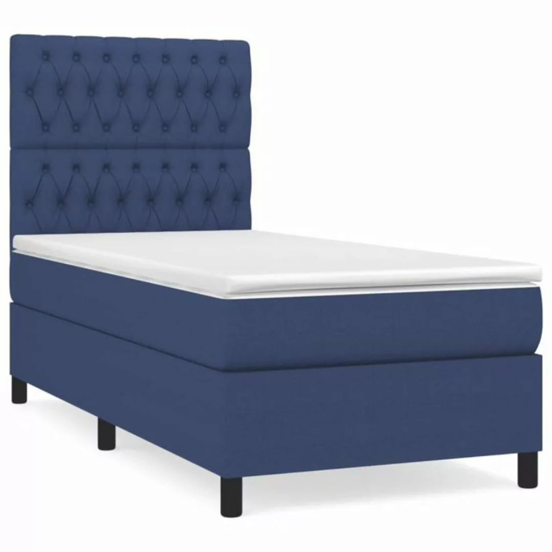 vidaXL Bettgestell Boxspringbett mit Matratze Blau 90x190 cm Stoff Bett Bet günstig online kaufen