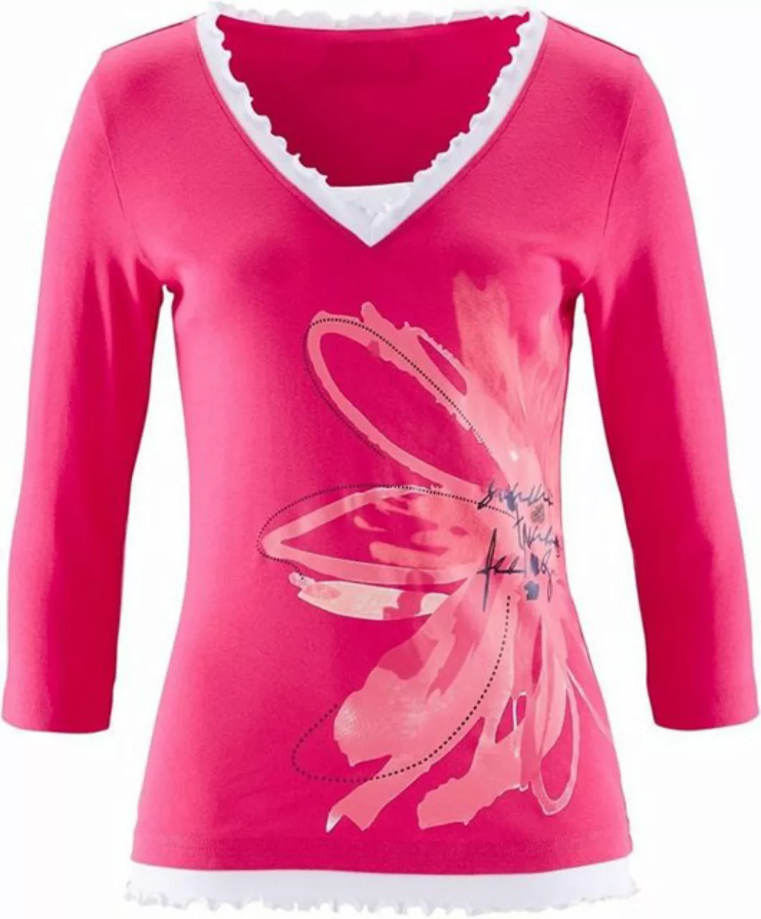 2-in-1-Langarmshirt Langarmshirt 2-in-1-Shirt mit 3/4 Arm Sommer-Shirt aus günstig online kaufen