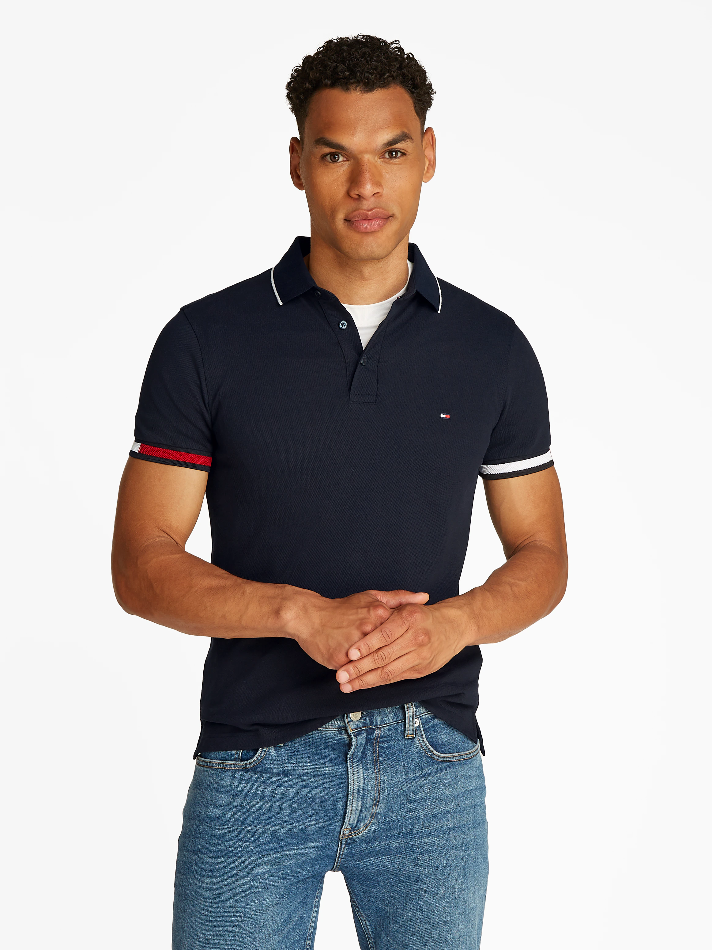 Tommy Hilfiger Poloshirt "FLAG CUFF SLIM FIT POLO" günstig online kaufen