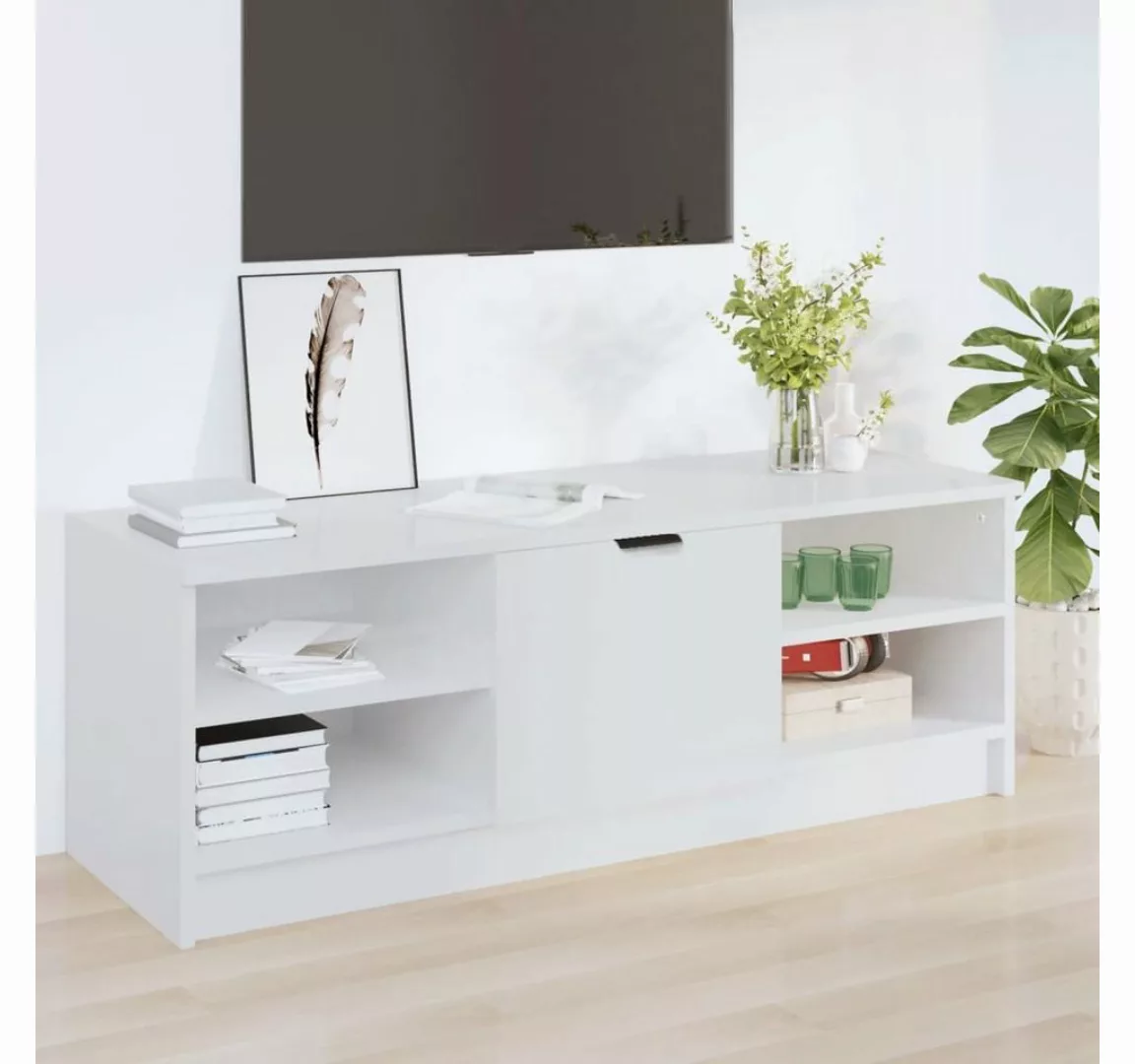furnicato TV-Schrank Hochglanz-Weiß 102x35x36,5 cm Holzwerkstoff günstig online kaufen