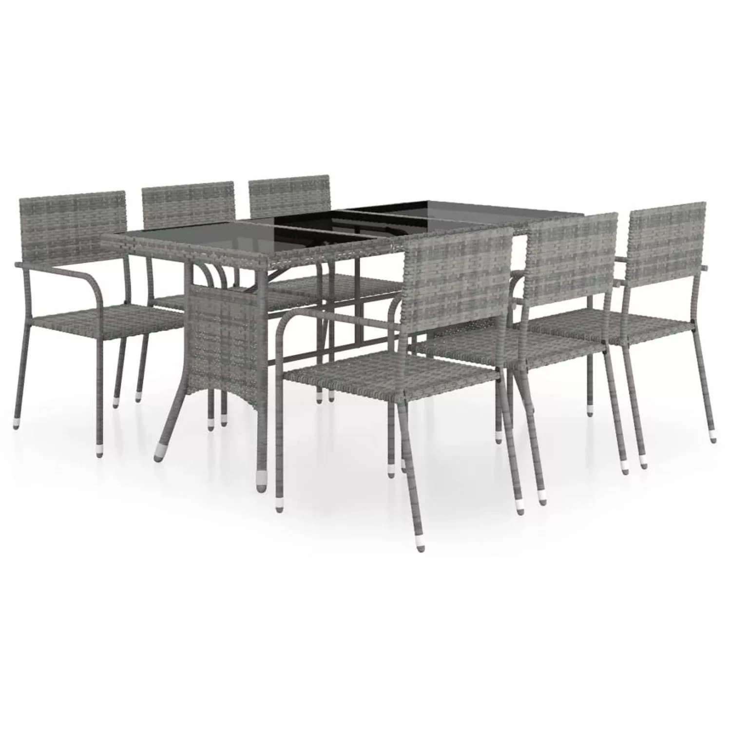 vidaXL 7-tlg Garten-Essgruppe Poly Rattan Anthrazit und Grau Modell 6 günstig online kaufen