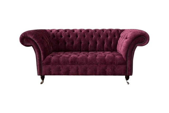 Xlmoebel Sofa Chesterfield Sofa Luxusstoff Polsterung 2-Sitzer Rosa, Herges günstig online kaufen