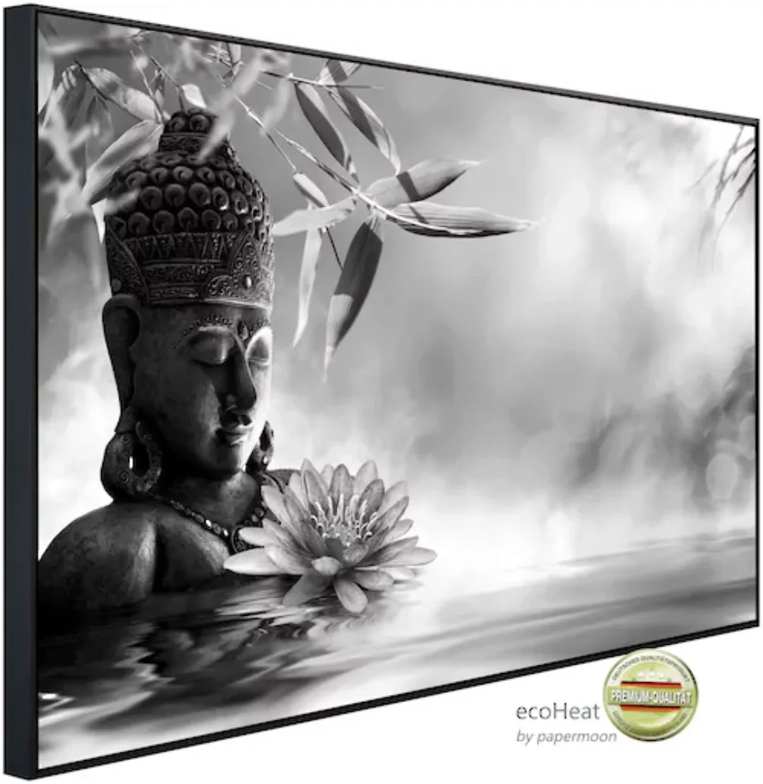 Papermoon Infrarotheizung »Buddah Figur mit Blume Schwarz & Weiß« günstig online kaufen