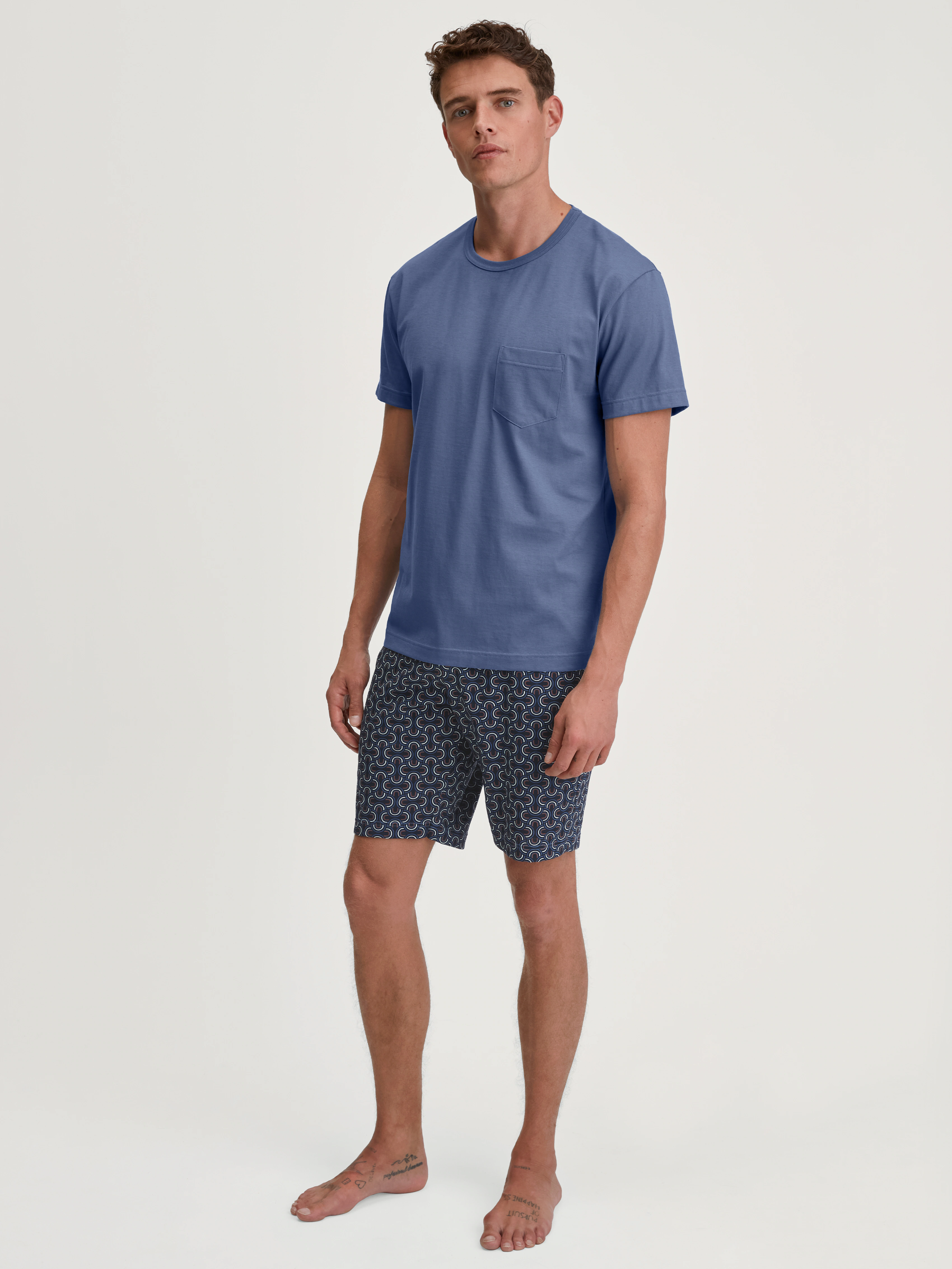 CALIDA Shorty "Relax Imprint 3", (2 tlg.), kurzarm, Rundhals, Brusttasche günstig online kaufen