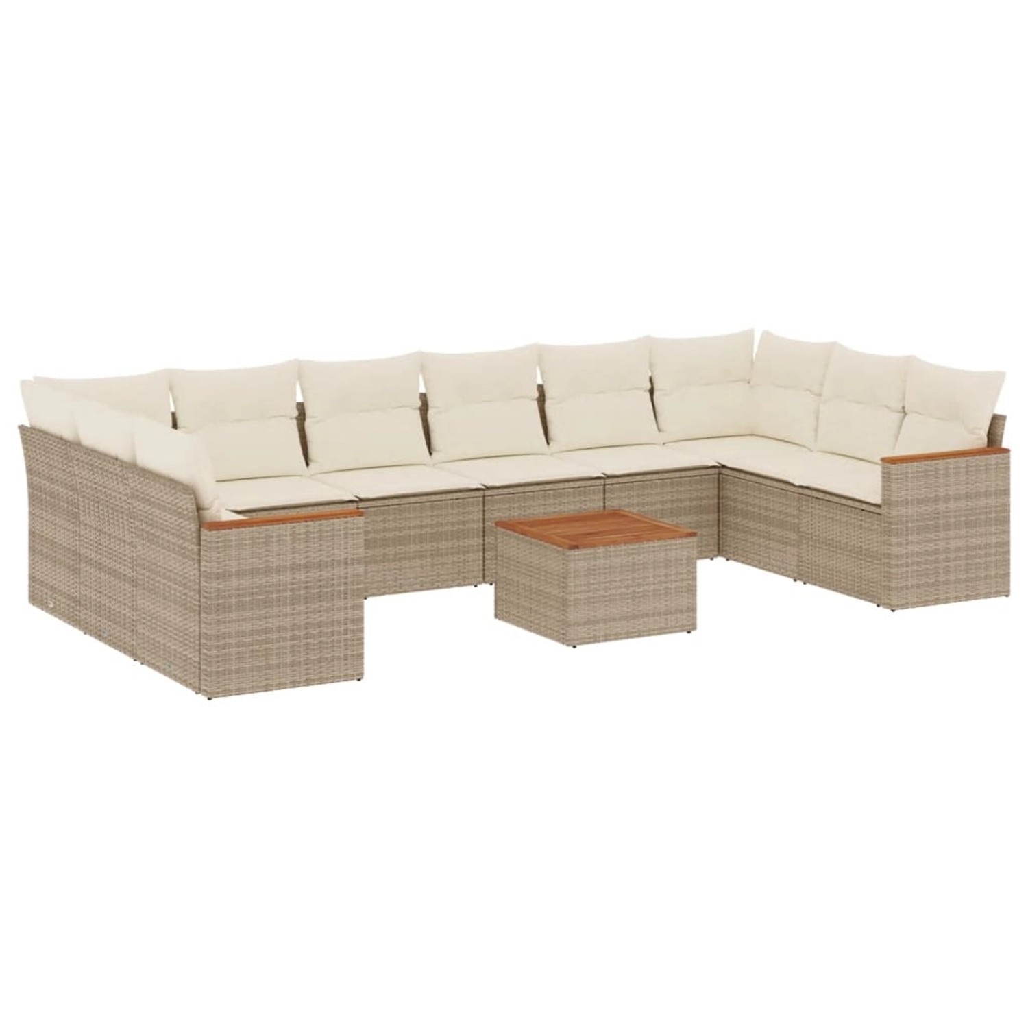 vidaXL 11-Tlg Garten-Sofagarnitur mit Kissen Beige Poly Rattan 3226331 günstig online kaufen