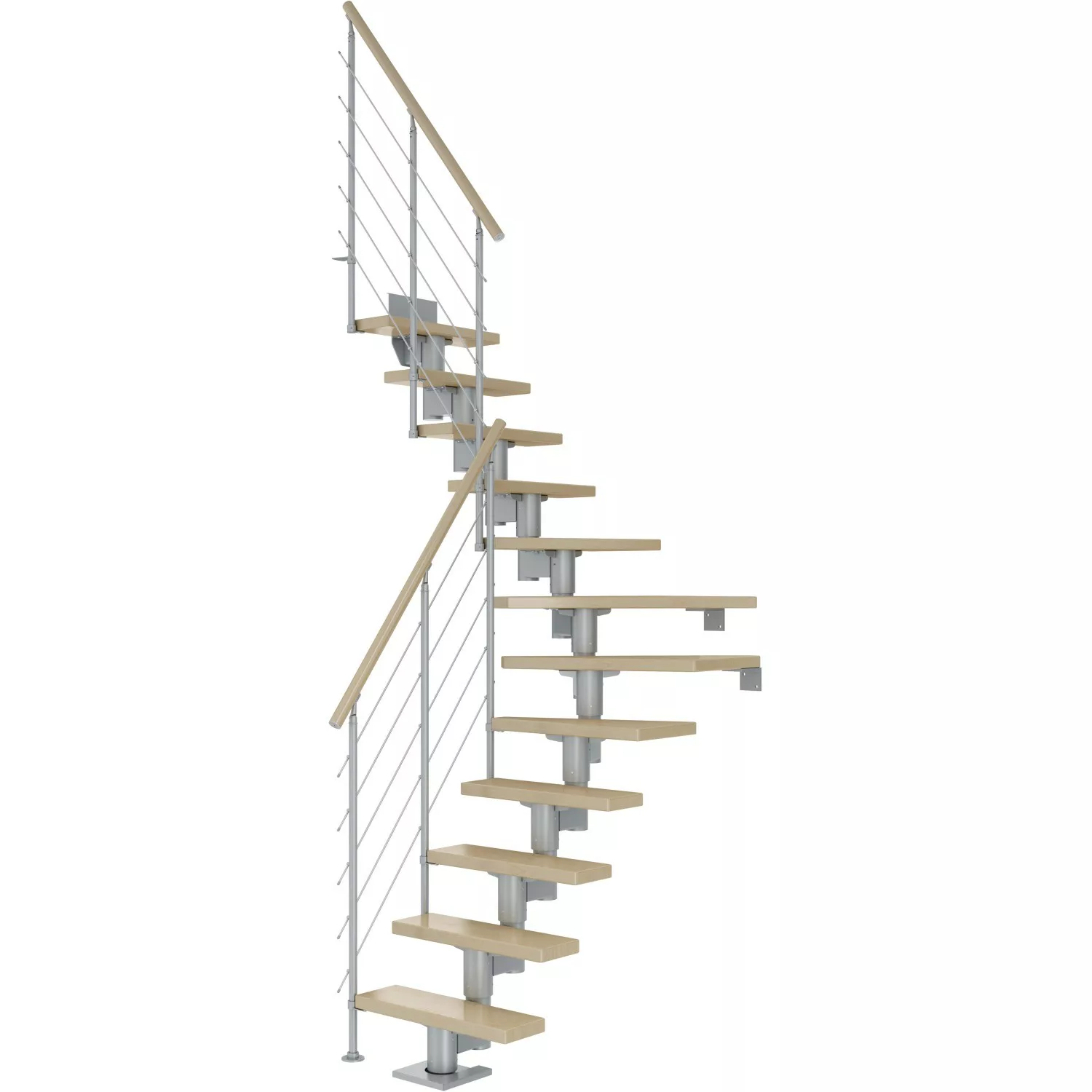 Dolle Mittelholmtreppe Dublin Ahorn Perlgrau GH bis 292 cm 1/4 Gewendelt 65 günstig online kaufen