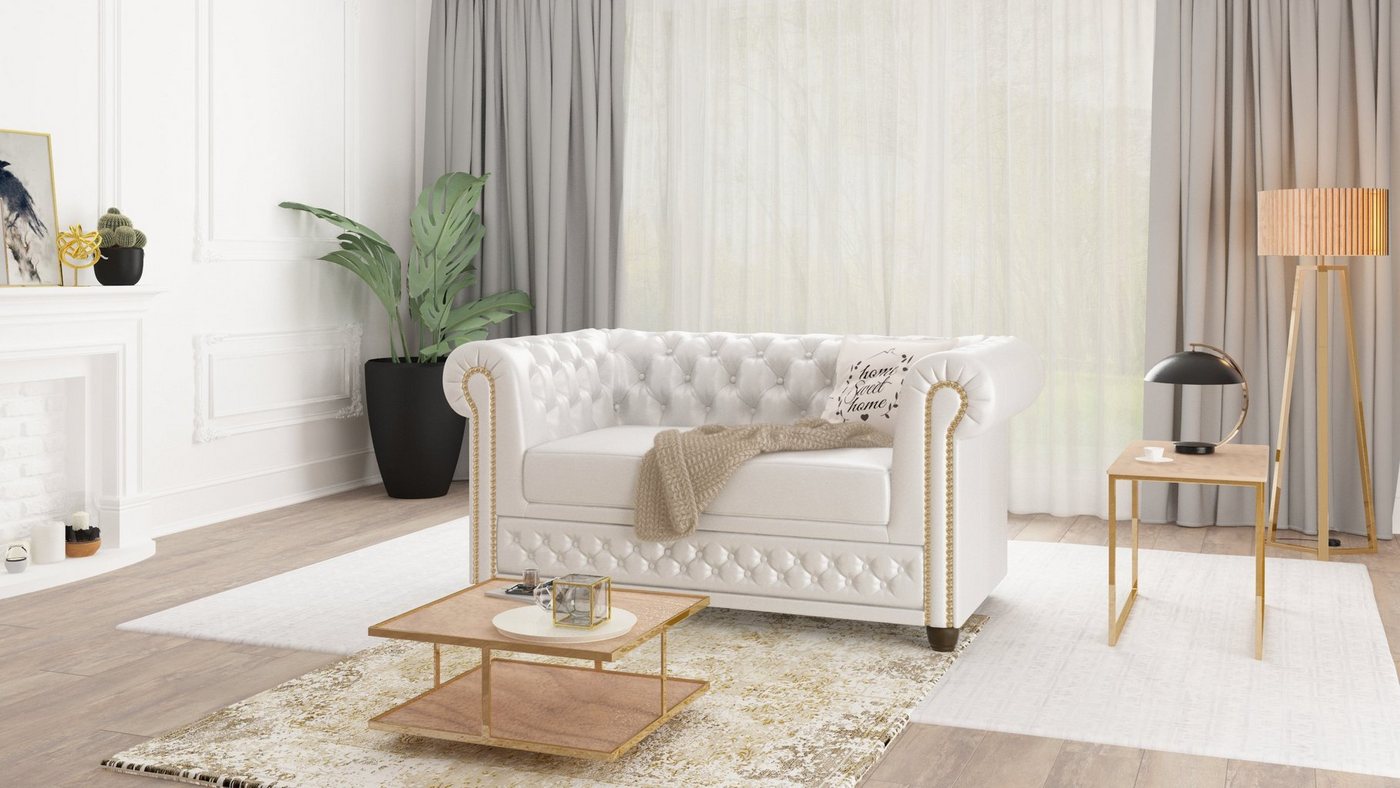 S-Style Möbel Chesterfield-Sofa Jeff 2 sitzer mit Schlaffunktion aus vegane günstig online kaufen