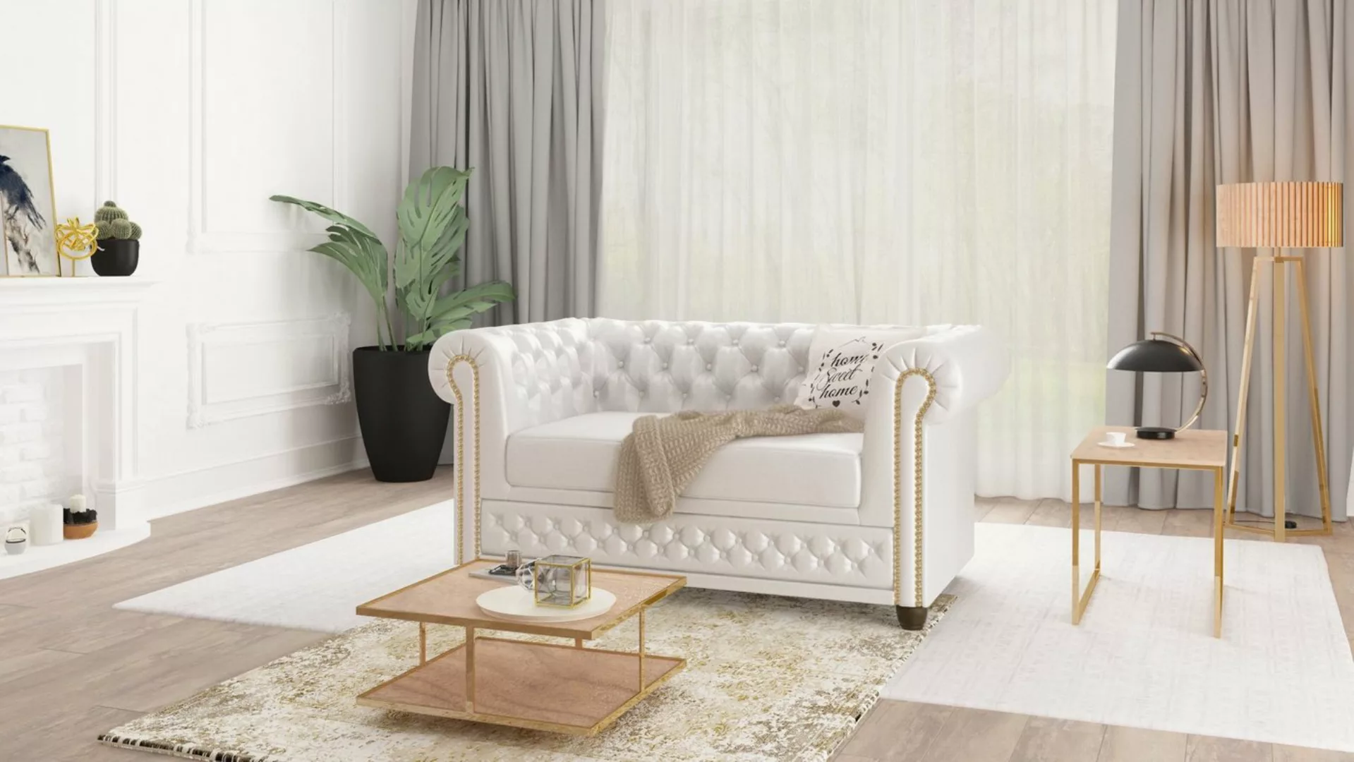 S-Style Möbel Chesterfield-Sofa Jeff Chesterfield Sofa mit Schlaffunktion, günstig online kaufen