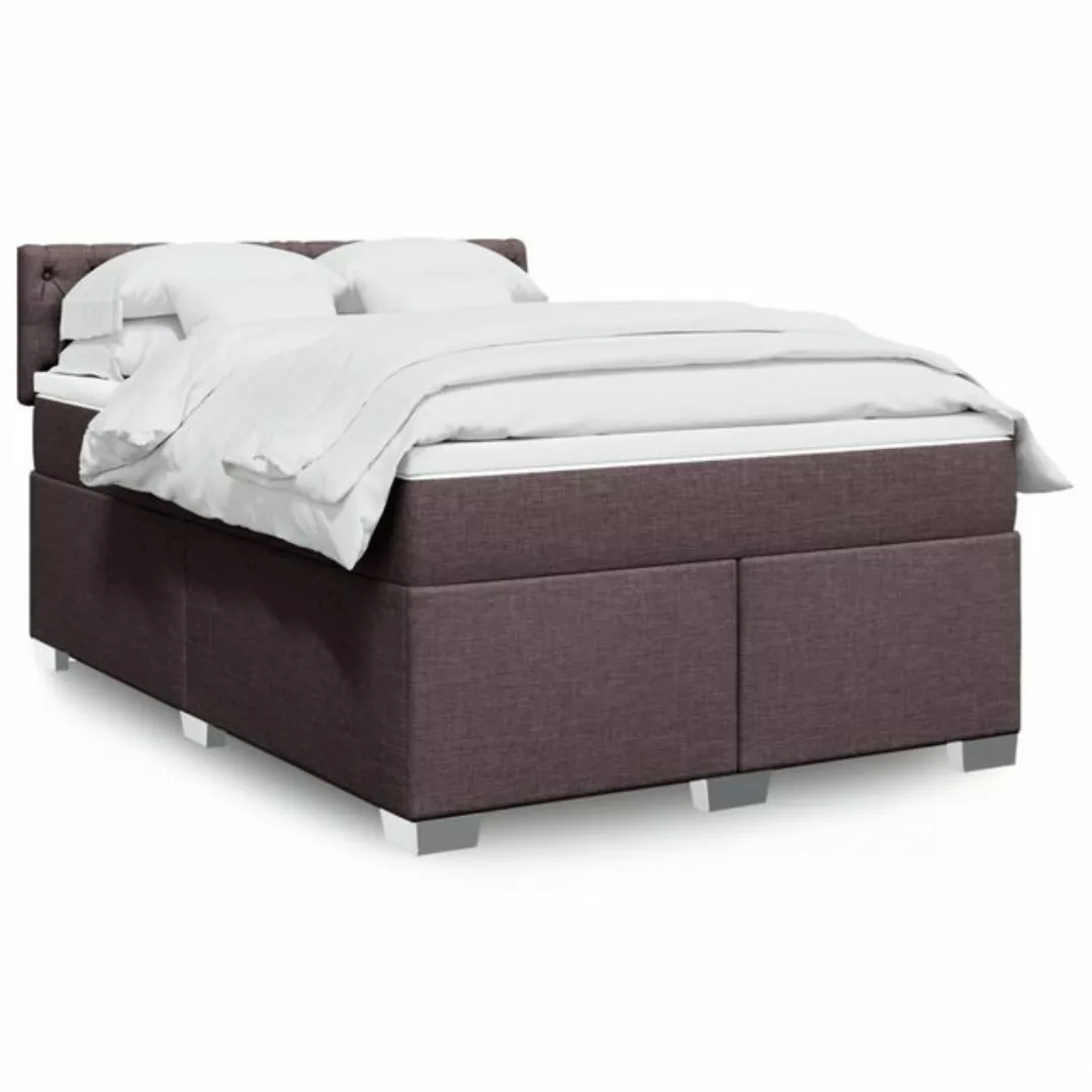 vidaXL Boxspringbett, Boxspringbett mit Matratze Dunkelbraun 140x200 cm Sto günstig online kaufen