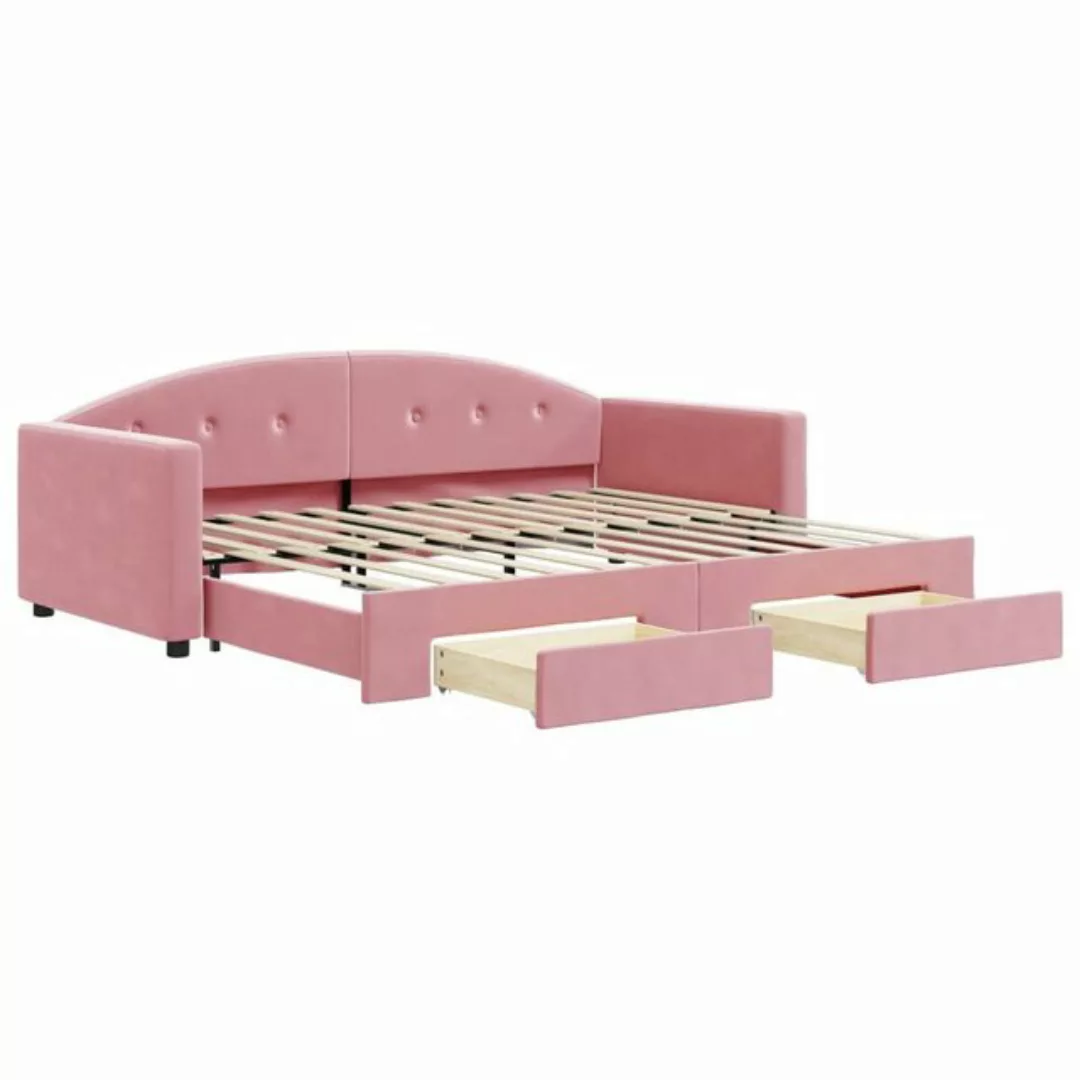 vidaXL Gästebett Gästebett Tagesbett Ausziehbar mit Schubladen Rosa 90x200 günstig online kaufen