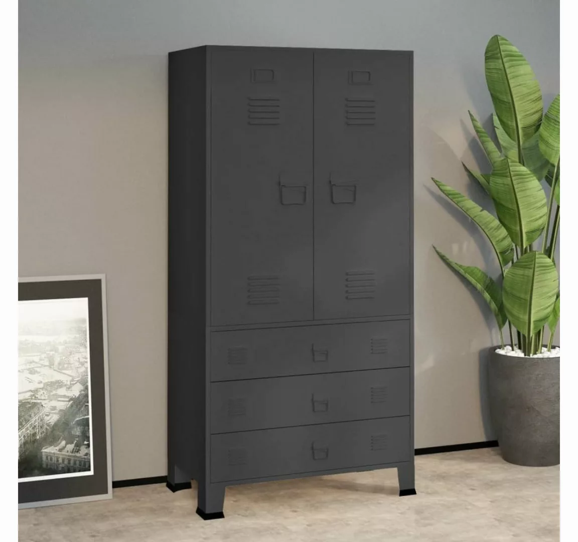 furnicato Kleiderschrank Industrial Anthrazit 90x50x180 cm Metall (1-St) günstig online kaufen