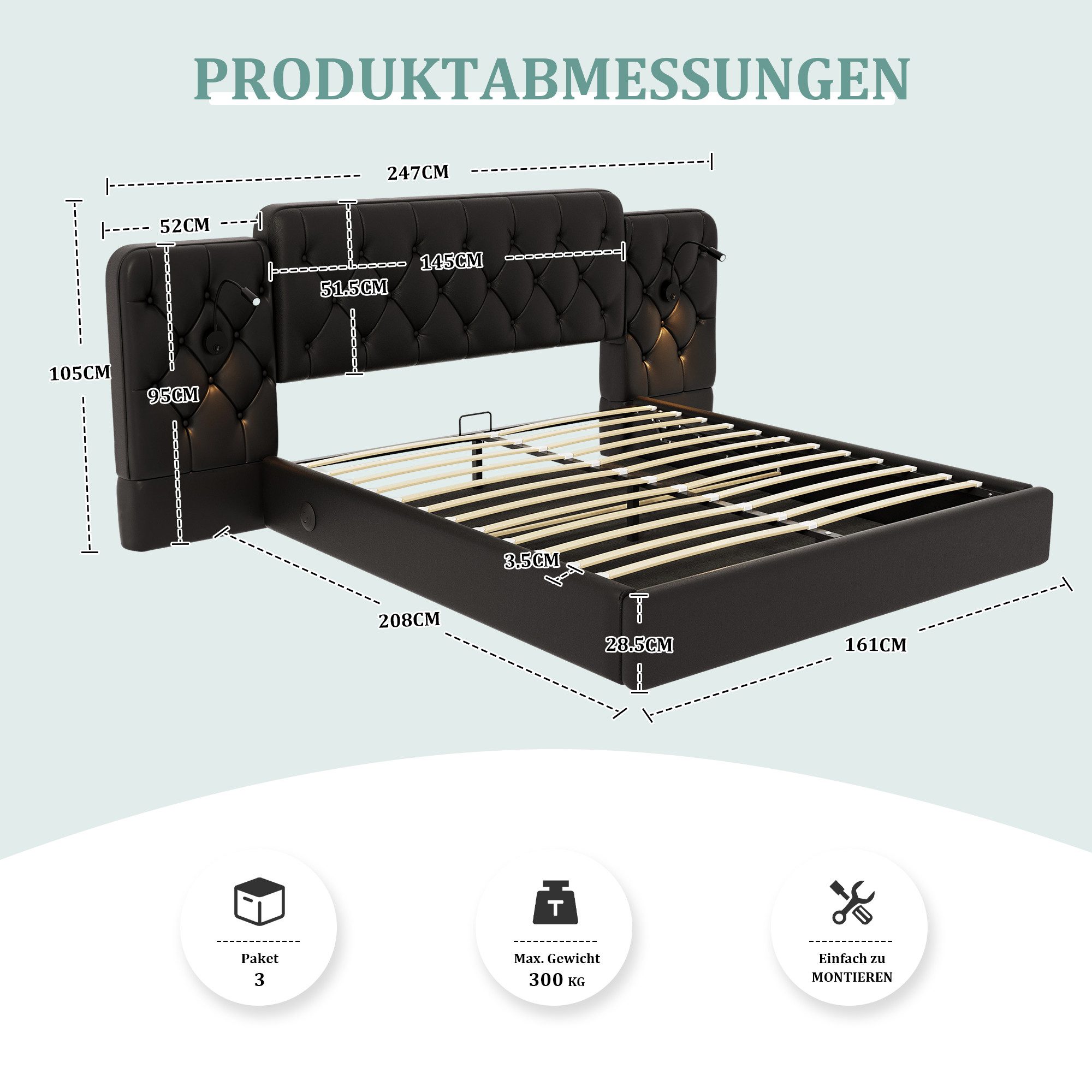 Celya Polsterbett Doppelbett, Europäischer Bettrahmenstil, Usb günstig online kaufen