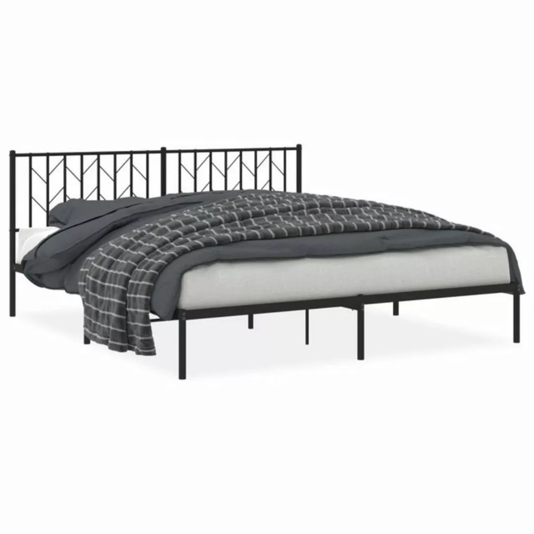 vidaXL Bettgestell, Bettrahmen mit Kopfteil Metall Schwarz 180x200 cm günstig online kaufen