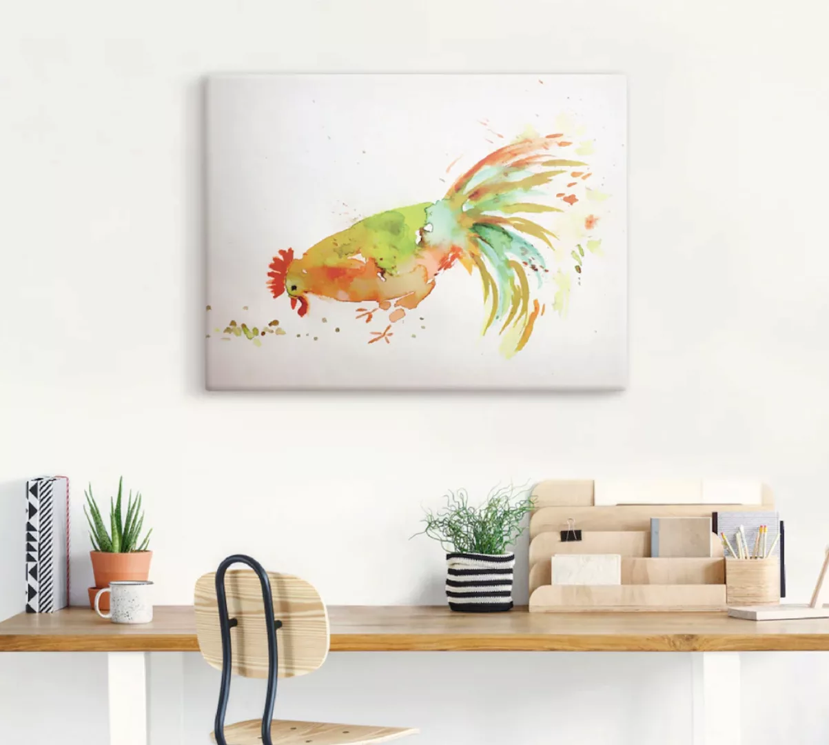 Artland Leinwandbild »Hahn«, Vögel, (1 St.), auf Keilrahmen gespannt günstig online kaufen