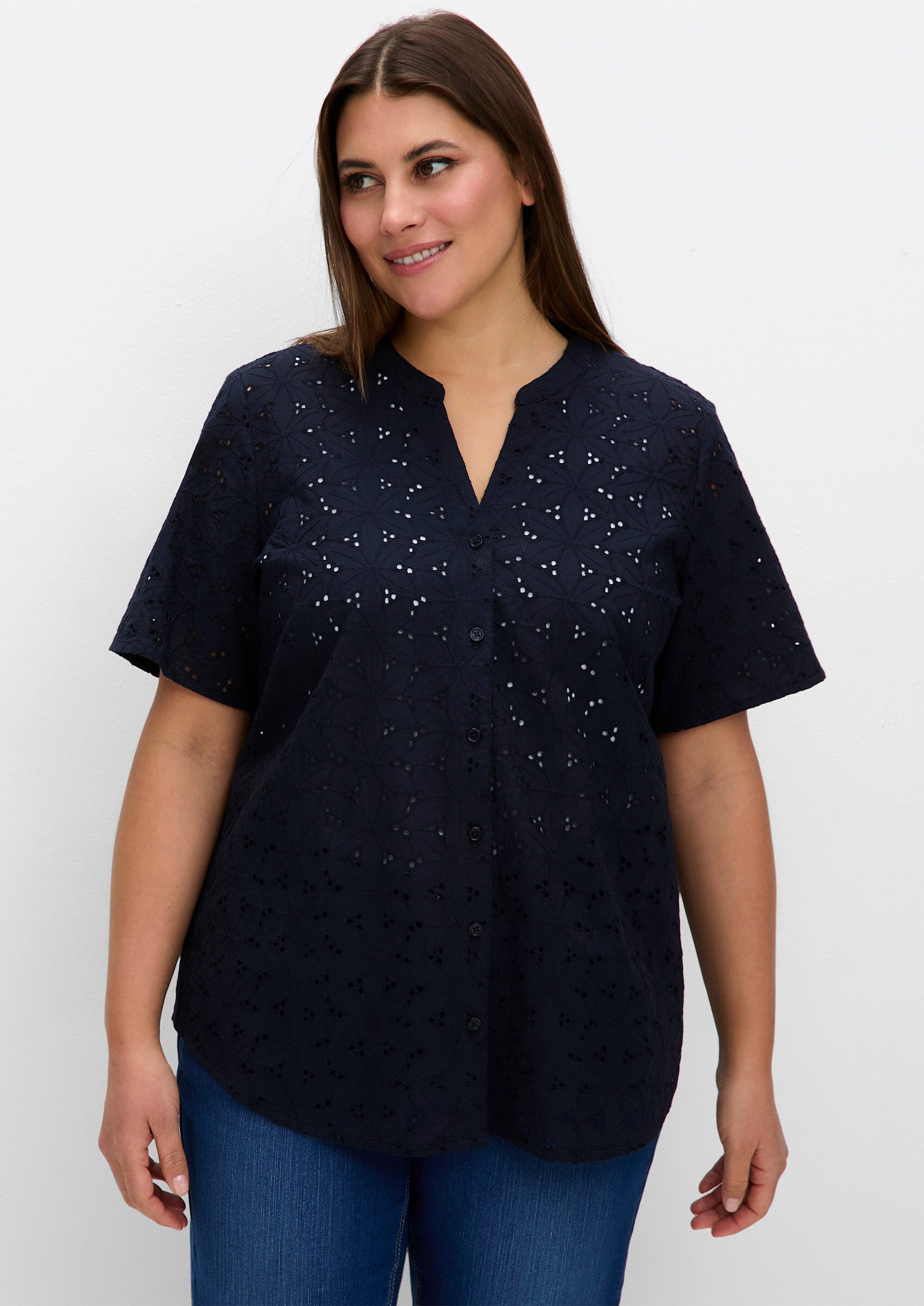 Sheego Klassische Bluse Kurzarmbluse günstig online kaufen