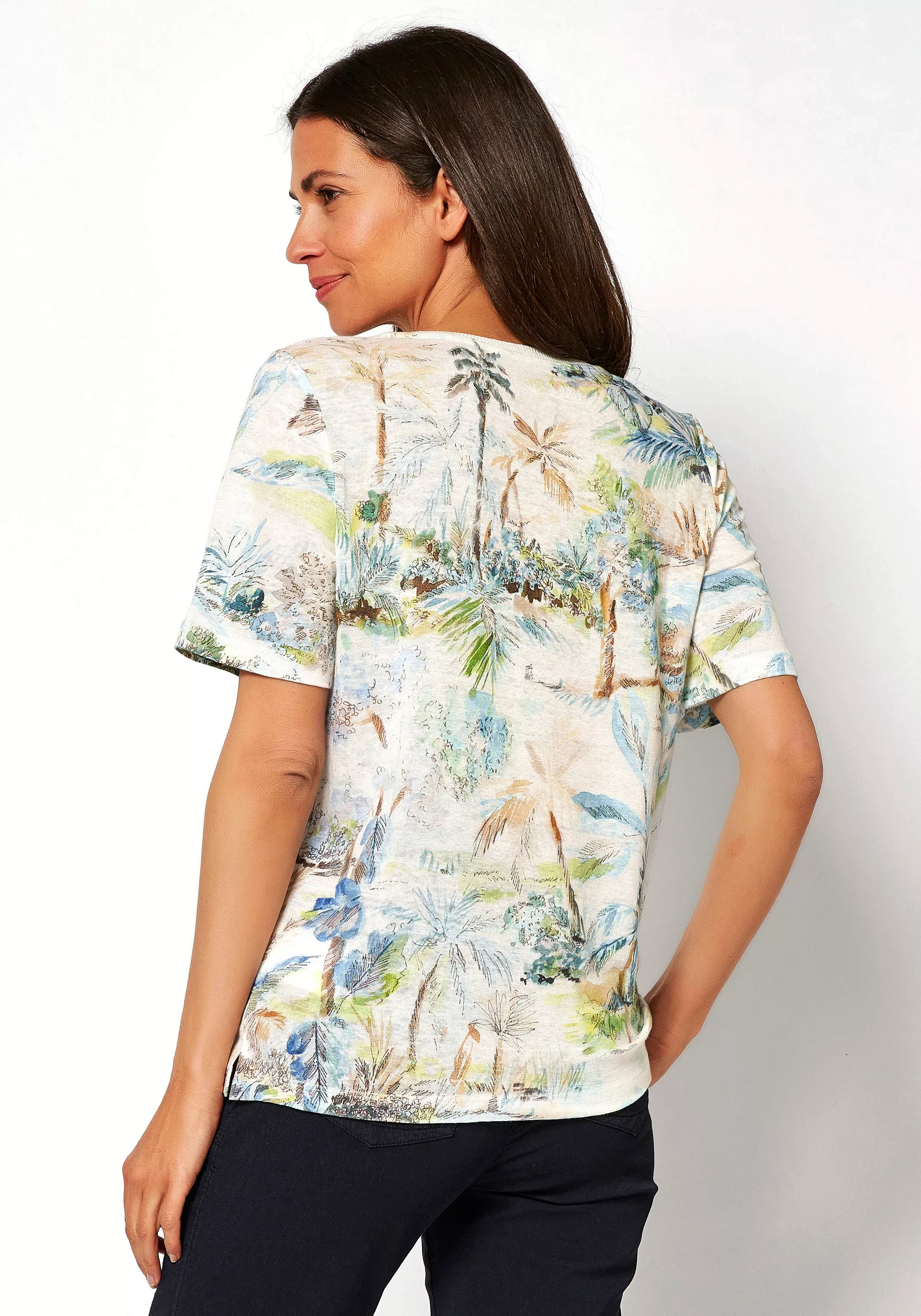 TONI T-Shirt Esra aus sommerlicher Leinenqualität mit Allover-Druck günstig online kaufen