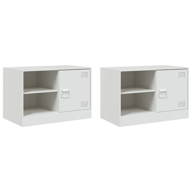 vidaXL TV-Schrank TV-Schränke 2 Stk. Weiß 67x39x44 cm Stahl (2-St) günstig online kaufen