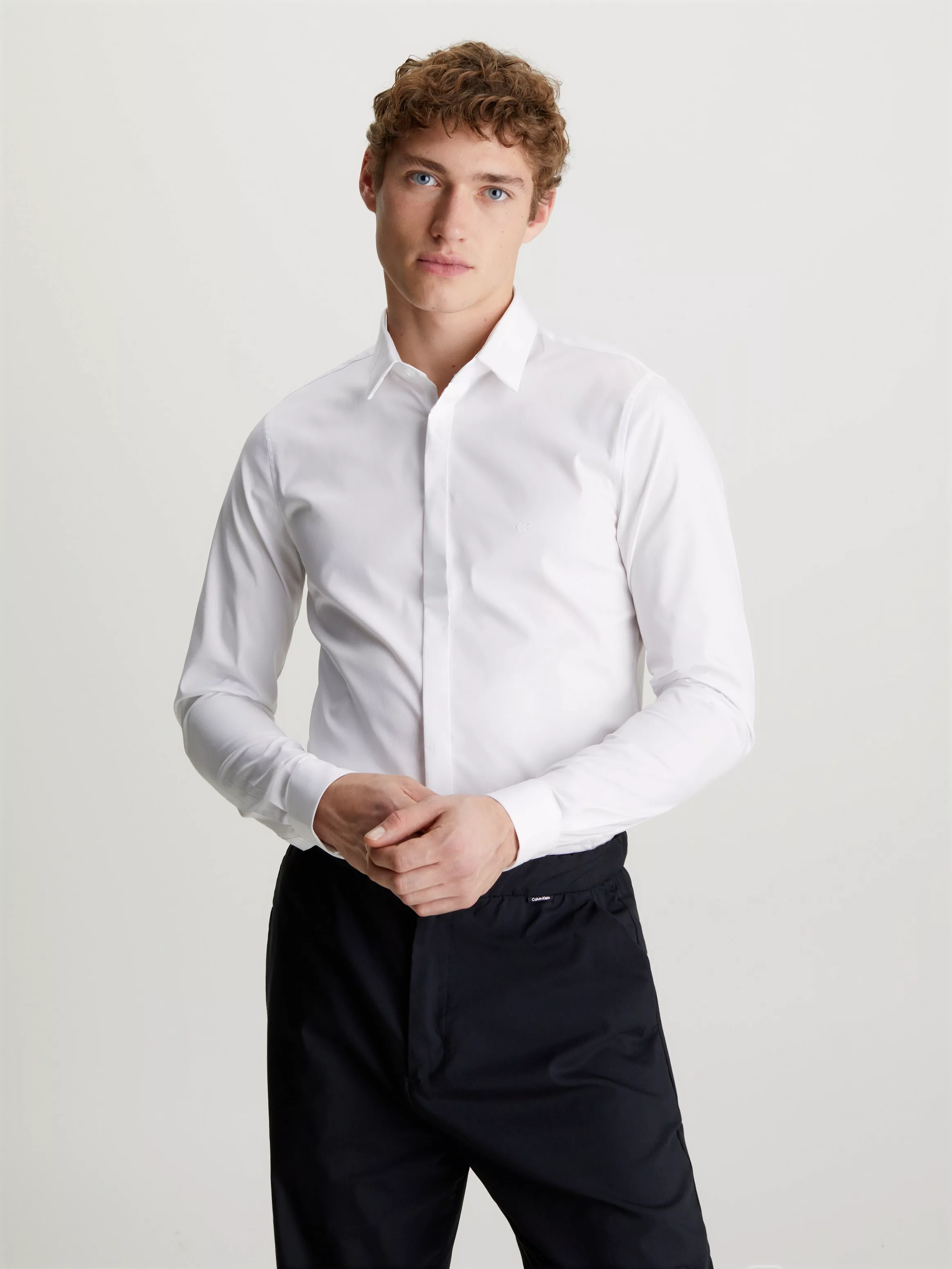 Calvin Klein Langarmhemd POPLIN HP EXTRA SLIM SHIRT mit Logostickerei günstig online kaufen