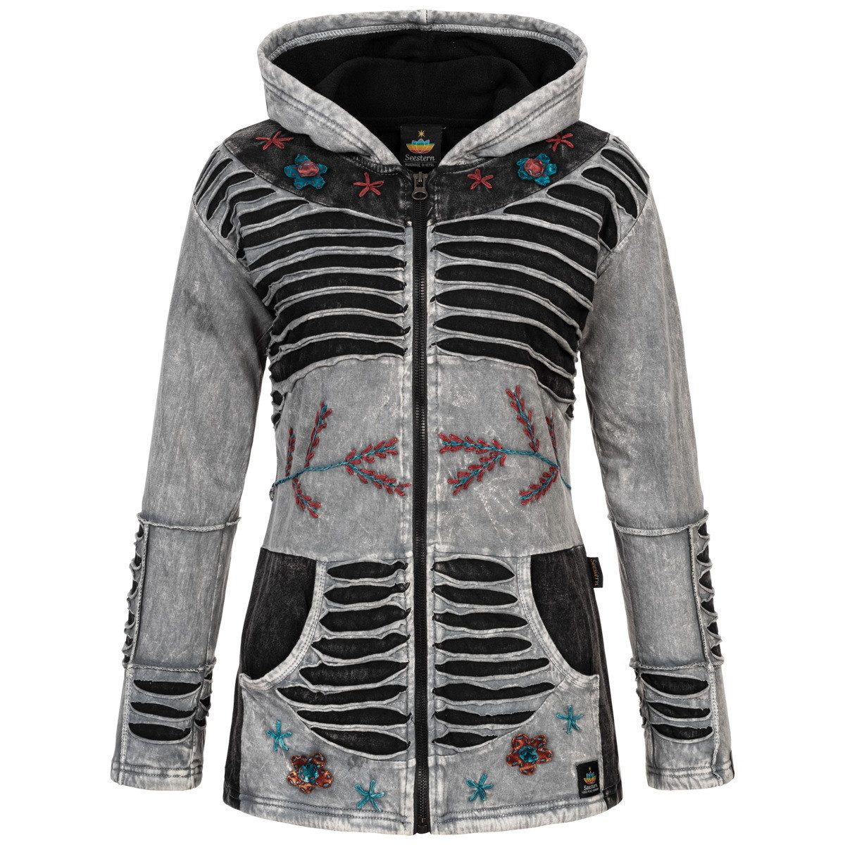 DEPROC Active Fleecejacke "Patchwork NUNAVUT LIGHT GRAY & NEW FLOWER POWER" günstig online kaufen
