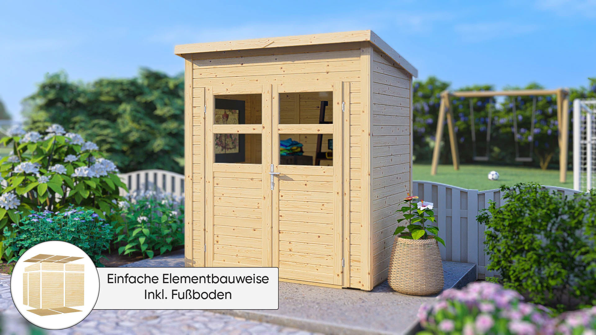 Bertilo Holz-Gartenhaus Felix 181 cm x 122 cm Natur FSC® günstig online kaufen
