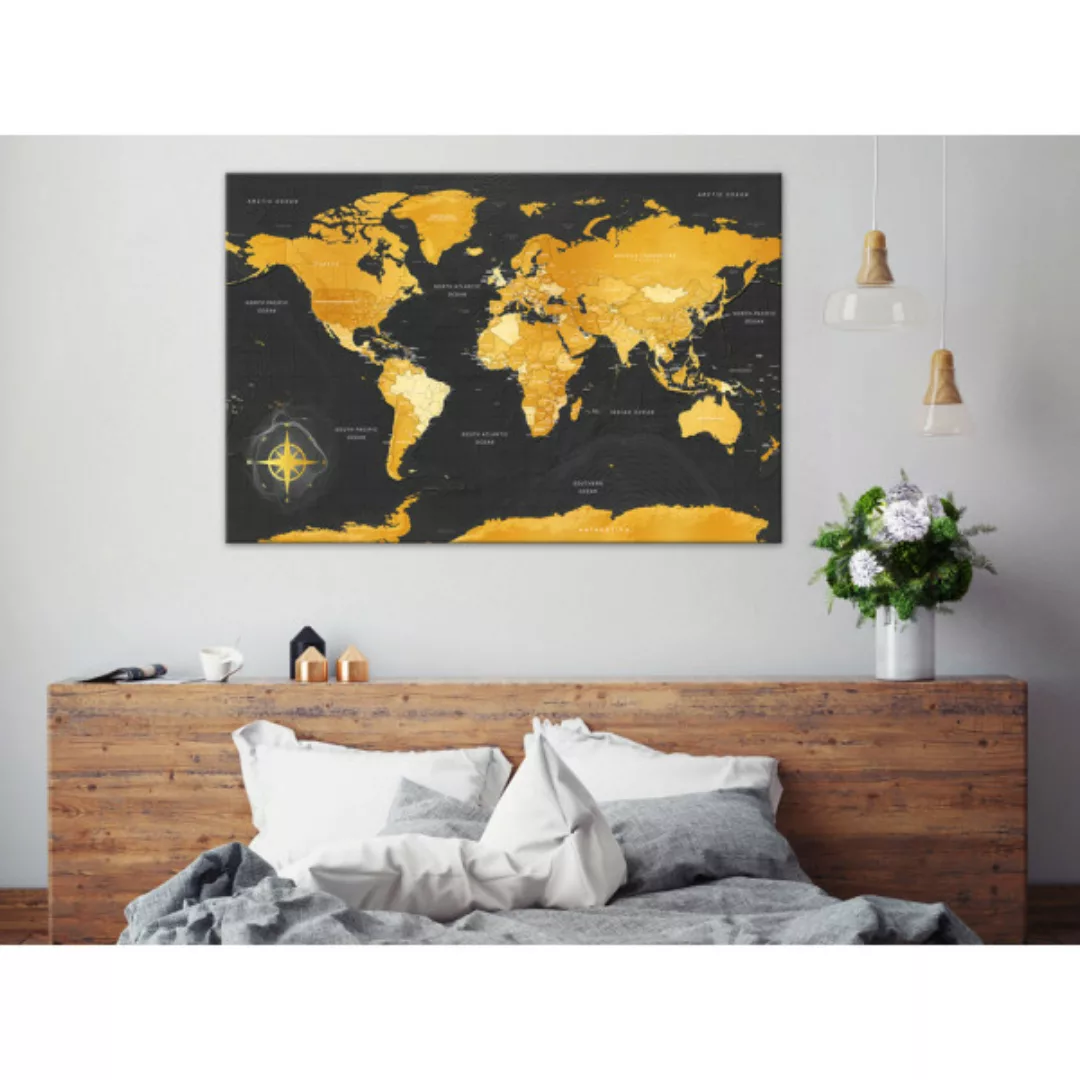 Leinwandbild World Maps: Golden World XXL günstig online kaufen